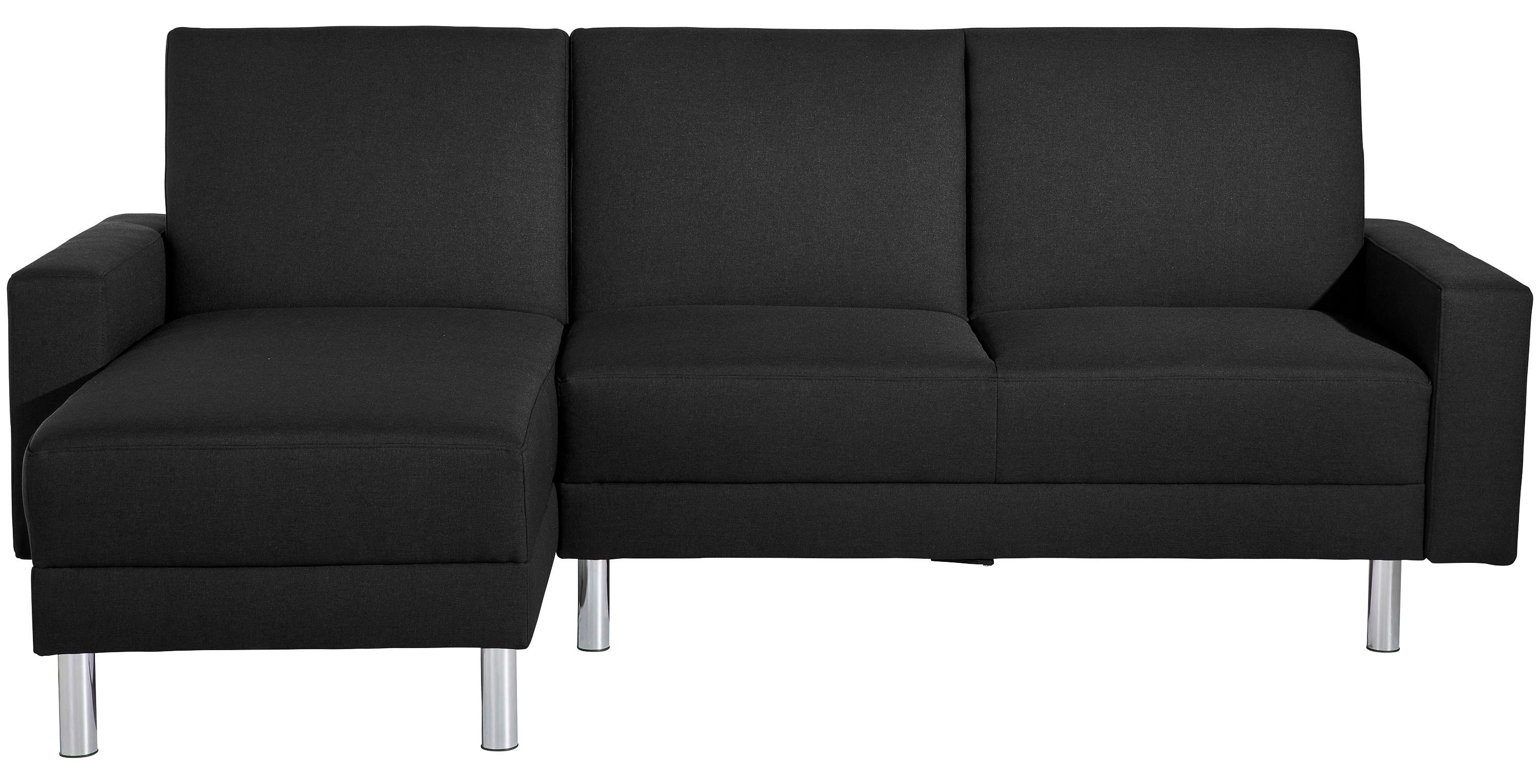 Ecksofa mit Schlaffunktion Just Fashion Schwarz - Chromfarben/Schwarz, KONVENTIONELL, Textil (152/230cm) - Max Winzer