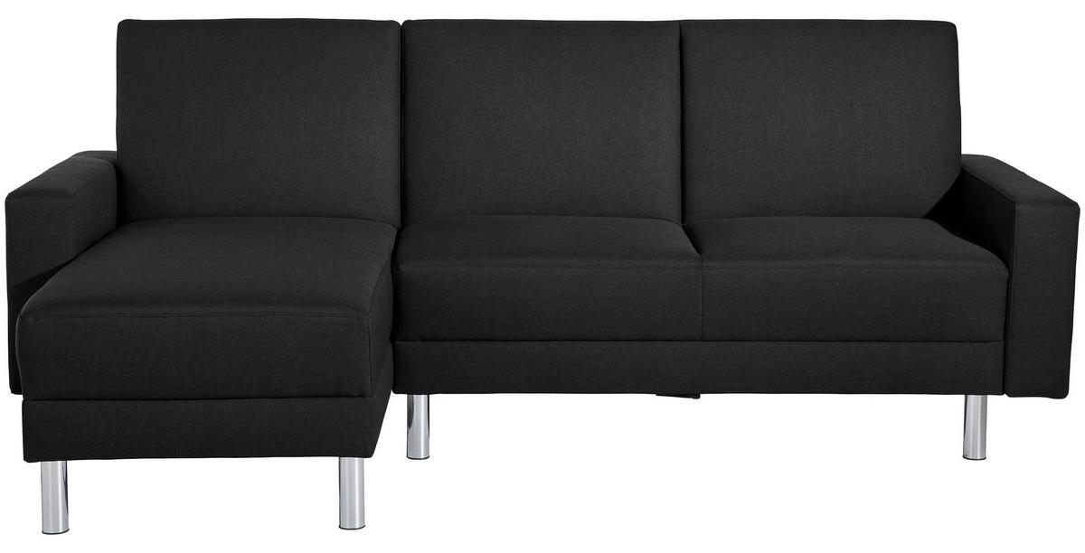 Ecksofa Mit Schlaffunktion Just Fashion Schwarz - Chromfarben/Schwarz, KONVENTIONELL, Textil (152/230cm) - Max Winzer