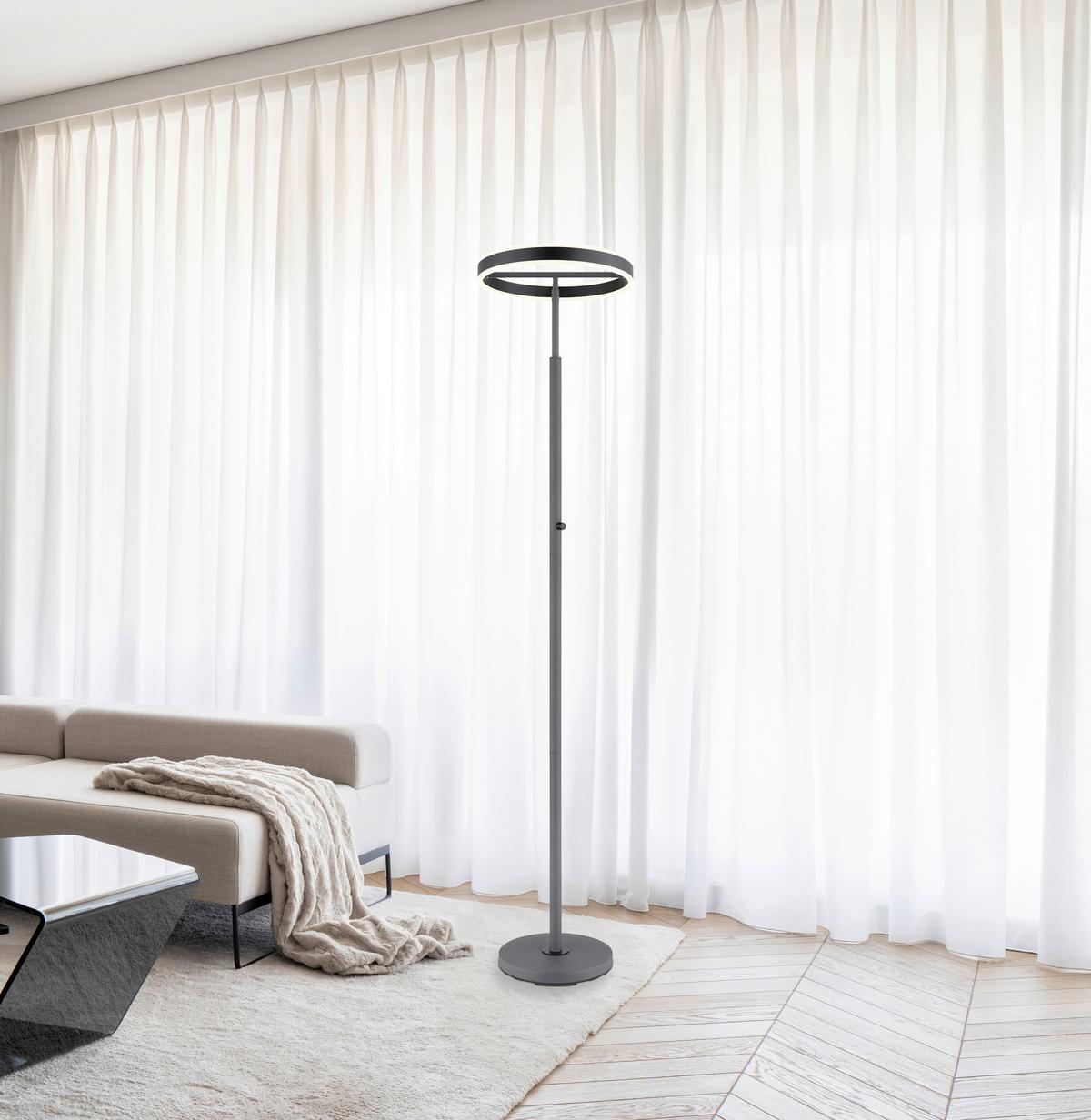 Led-stehleuchte Drehdimmer - Anthrazit/Schwarz, Design, Kunststoff/Metall (40/181cm) - Globo
