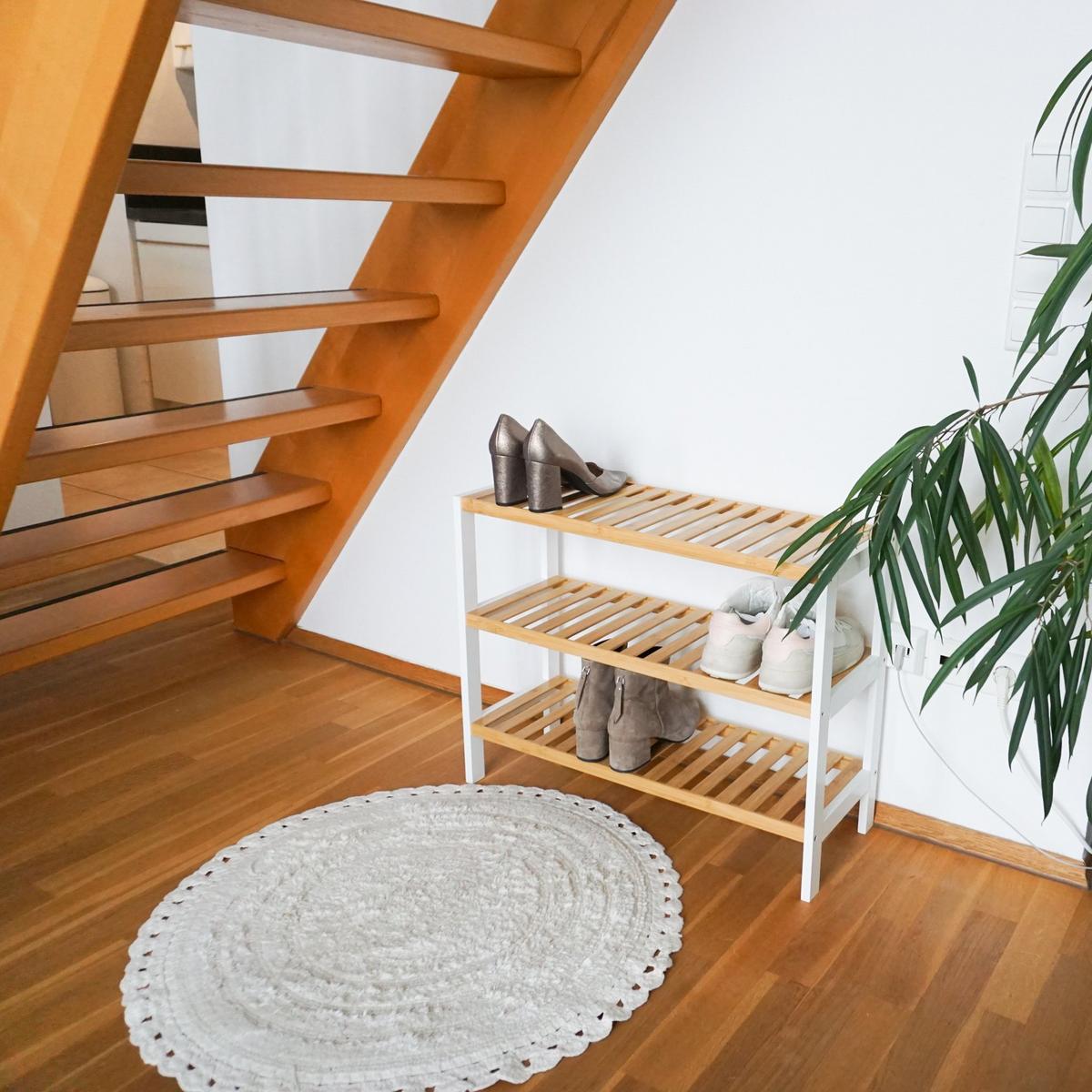 Schuhregal Bambus Bxhxt: 70x26x54 Cm,3 Ablagen - Naturfarben/Weiß, Basics, Holz/Holzwerkstoff (70/26/54cm) - Zeller Present