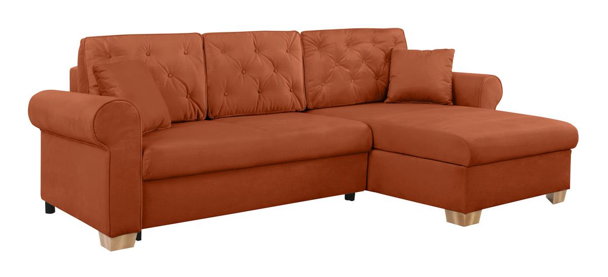 Ecksofa Arles Terracotta 39 S: 266x161 Cm - Buchefarben/Terracotta, Design, Textil (266/161cm) - MID.YOU