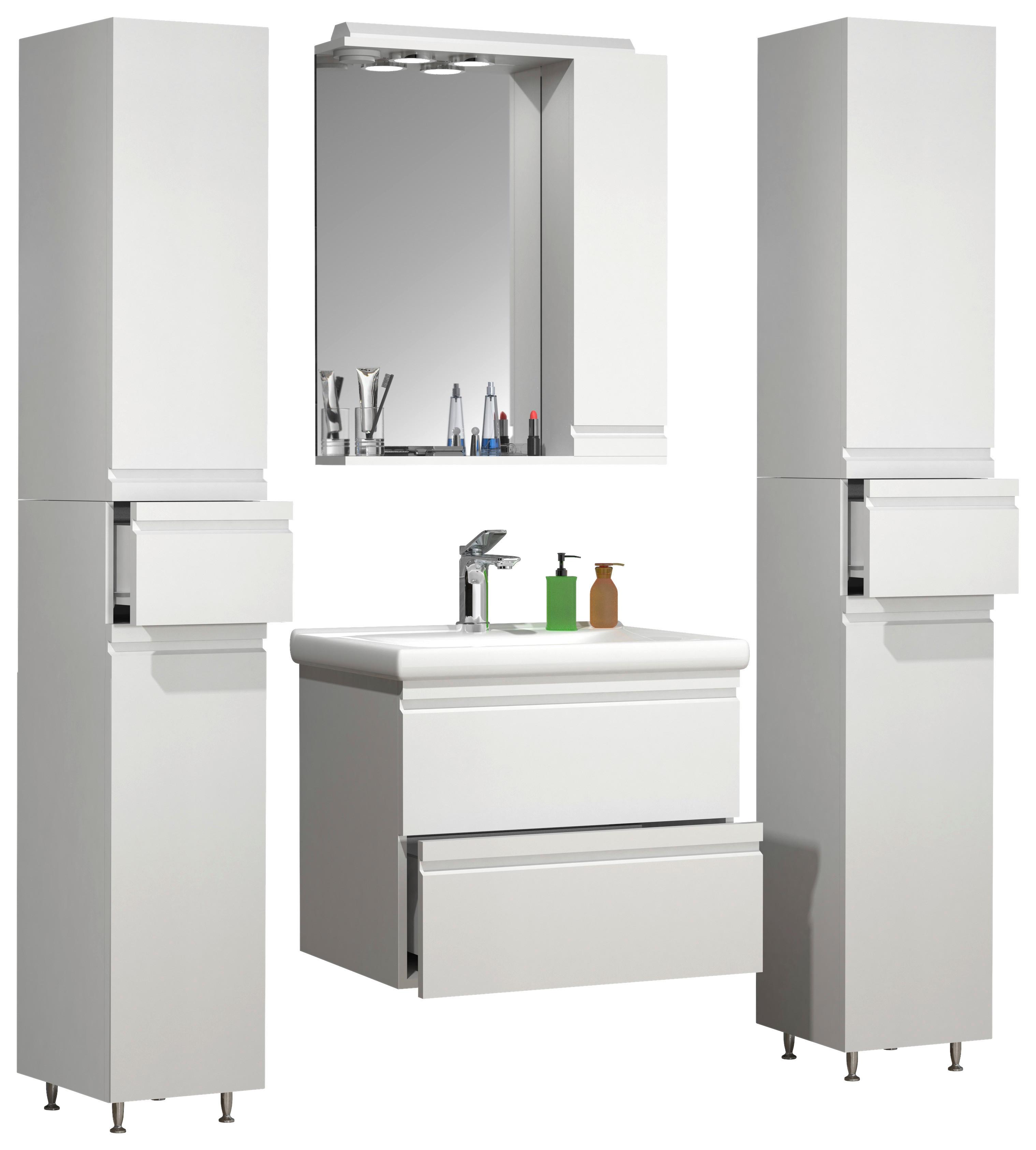 Badezimmer Silora L - Weiß, MODERN, Glas/Keramik (120cm) - MID.YOU