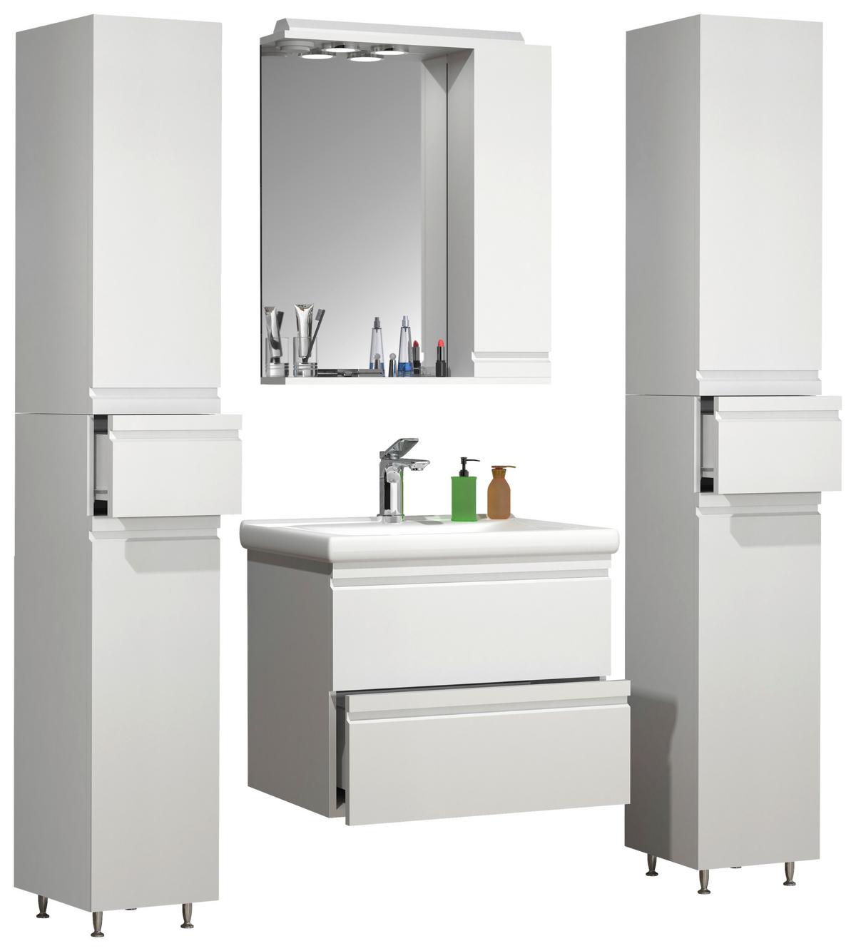 Badezimmer Silora L - Weiß, MODERN, Glas/Keramik (120cm) - MID.YOU