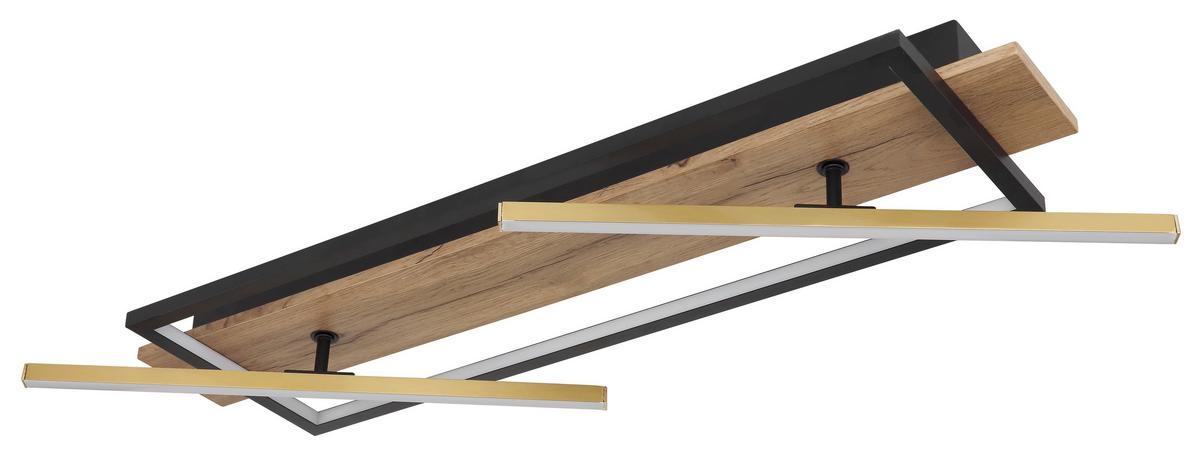 LED-Deckenleuchte 67296d1 - Dunkelbraun/Messingfarben, Design, Holzwerkstoff/Kunststoff (81,5/40,5/9cm) - Globo