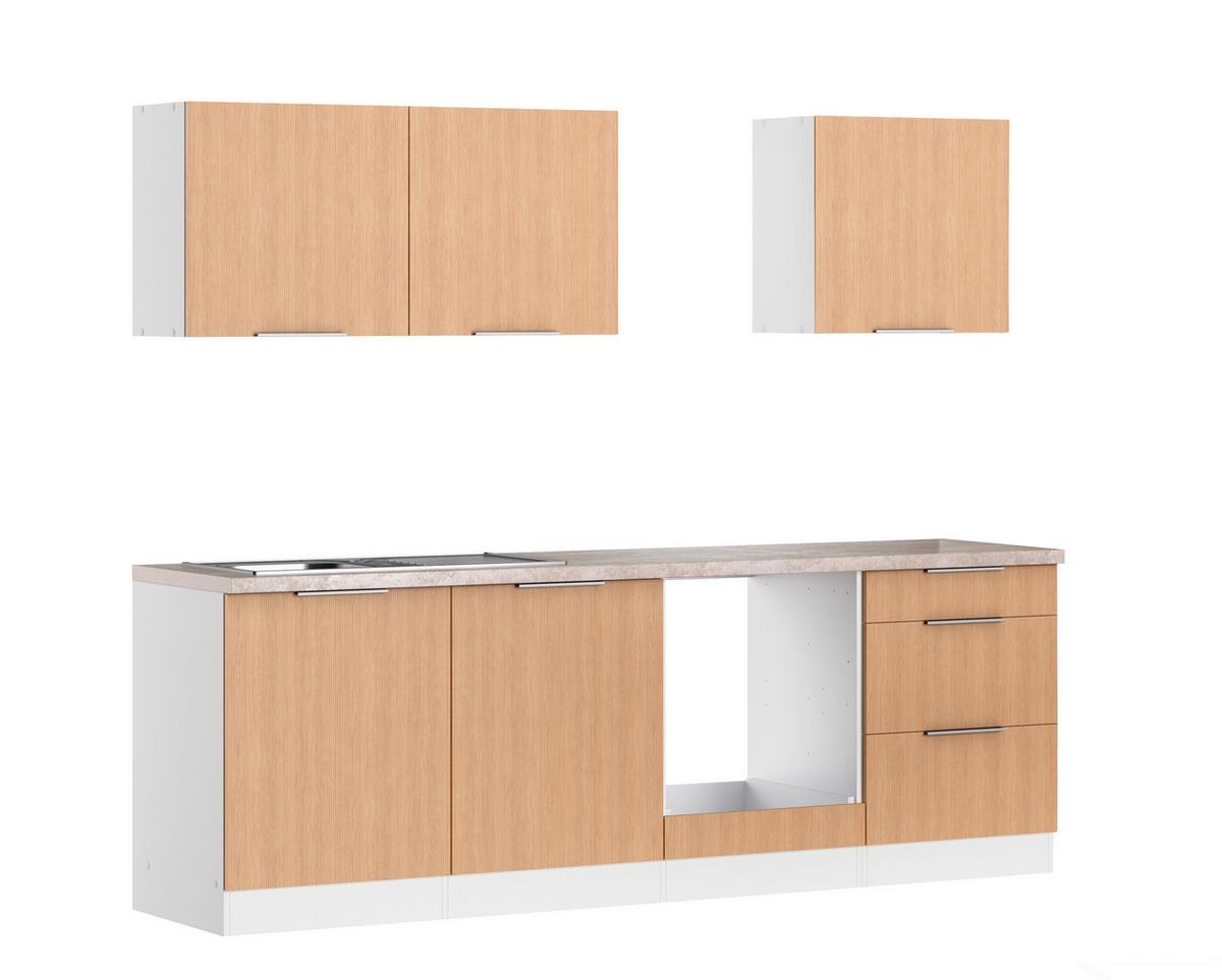 Küchenleerblock Glasgow Eichefarben Dekor/weiß B:240cm - Eichefarben/Beige, LIFESTYLE, Holzwerkstoff (240cm) - Held