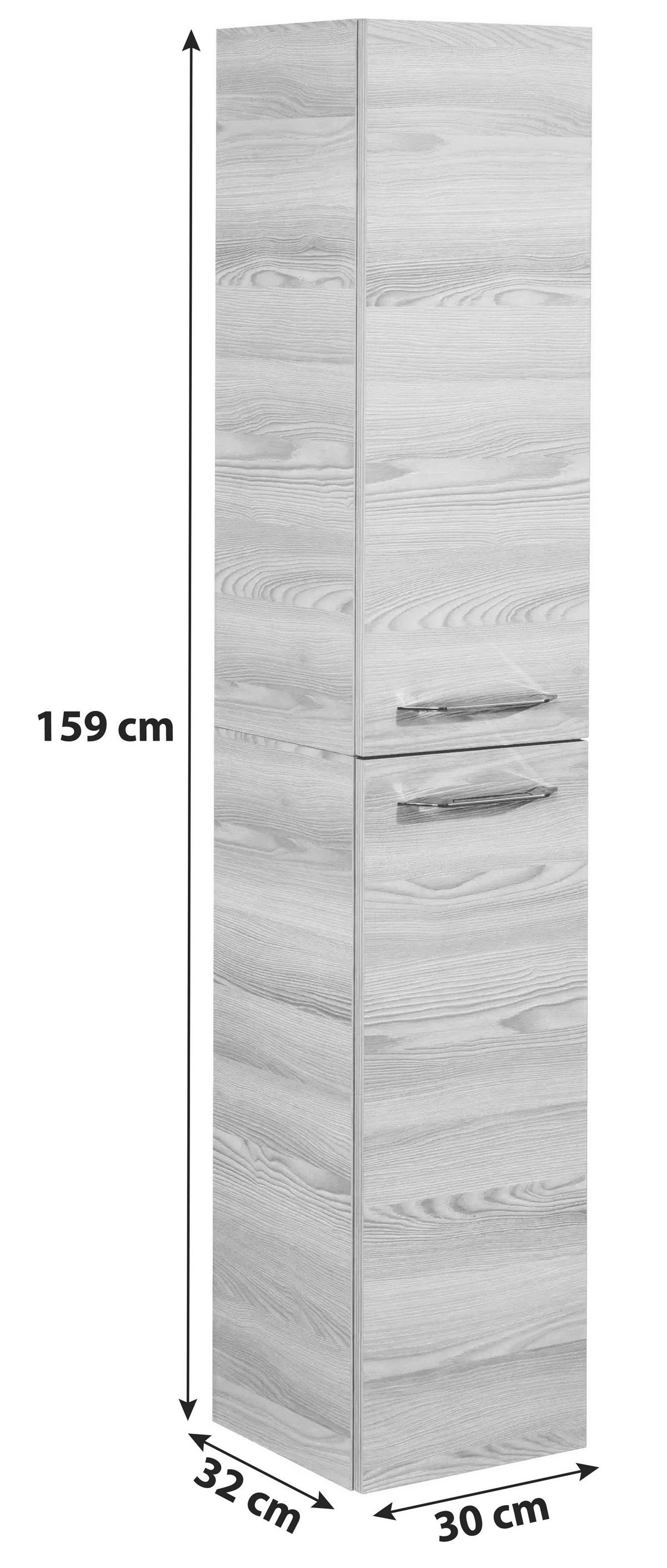 Hochschrank mit Türdämpfer B.clever, B: 30cm Weiß - Weiß, MODERN, Glas/Holzwerkstoff (30/159/32cm) - MID.YOU