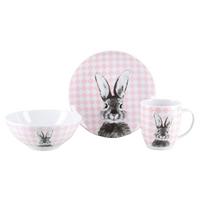 Happy Bunny Frühstücksservice Porzellan, 3tlg. - Rosa/Weiß, Basics, Keramik - Creatable
