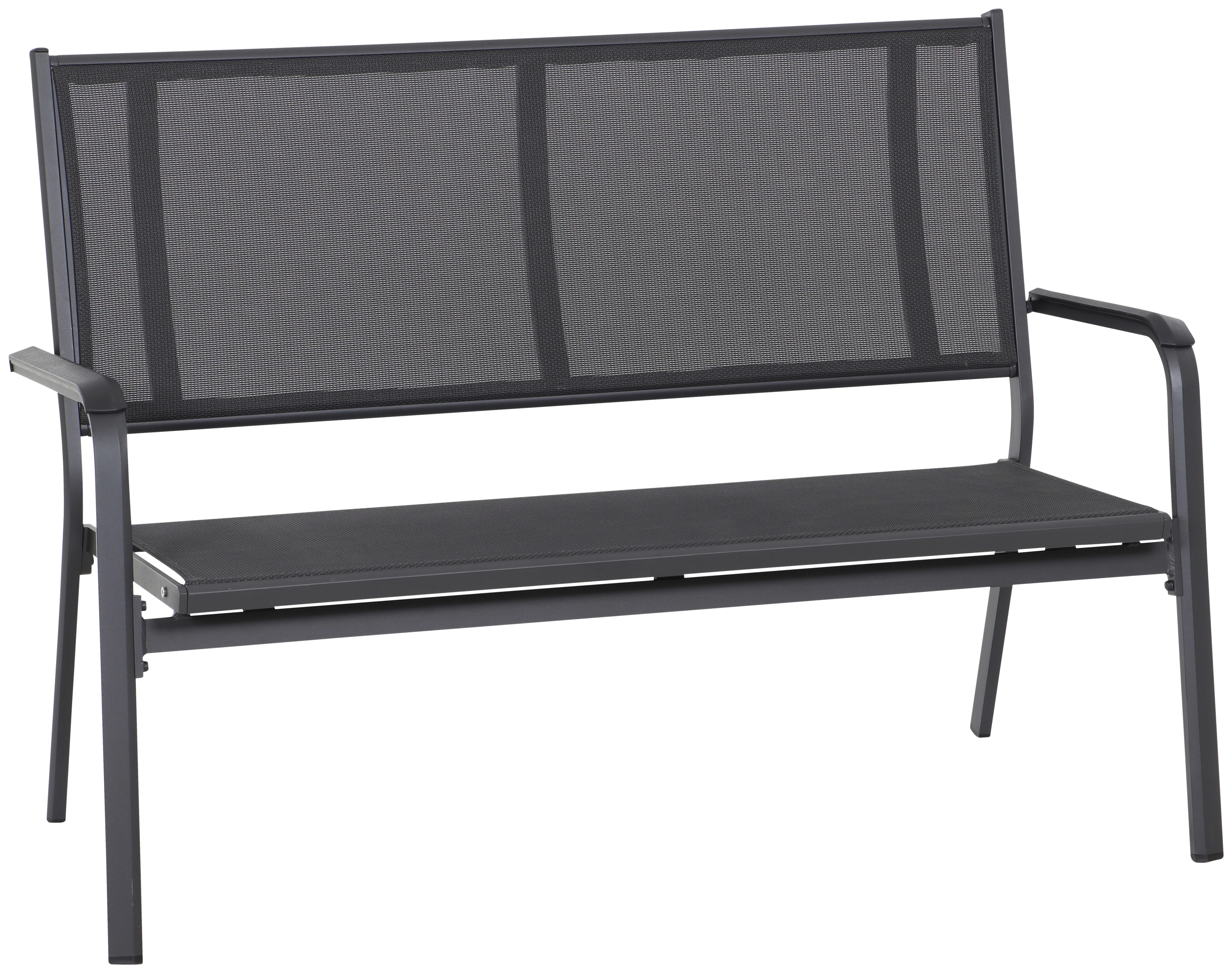 Gartenbank Metall/Textil 2-Sitzer Tesoro - Anthrazit/Schwarz, KONVENTIONELL, Kunststoff/Textil (139/97/67cm) - Siena Garden