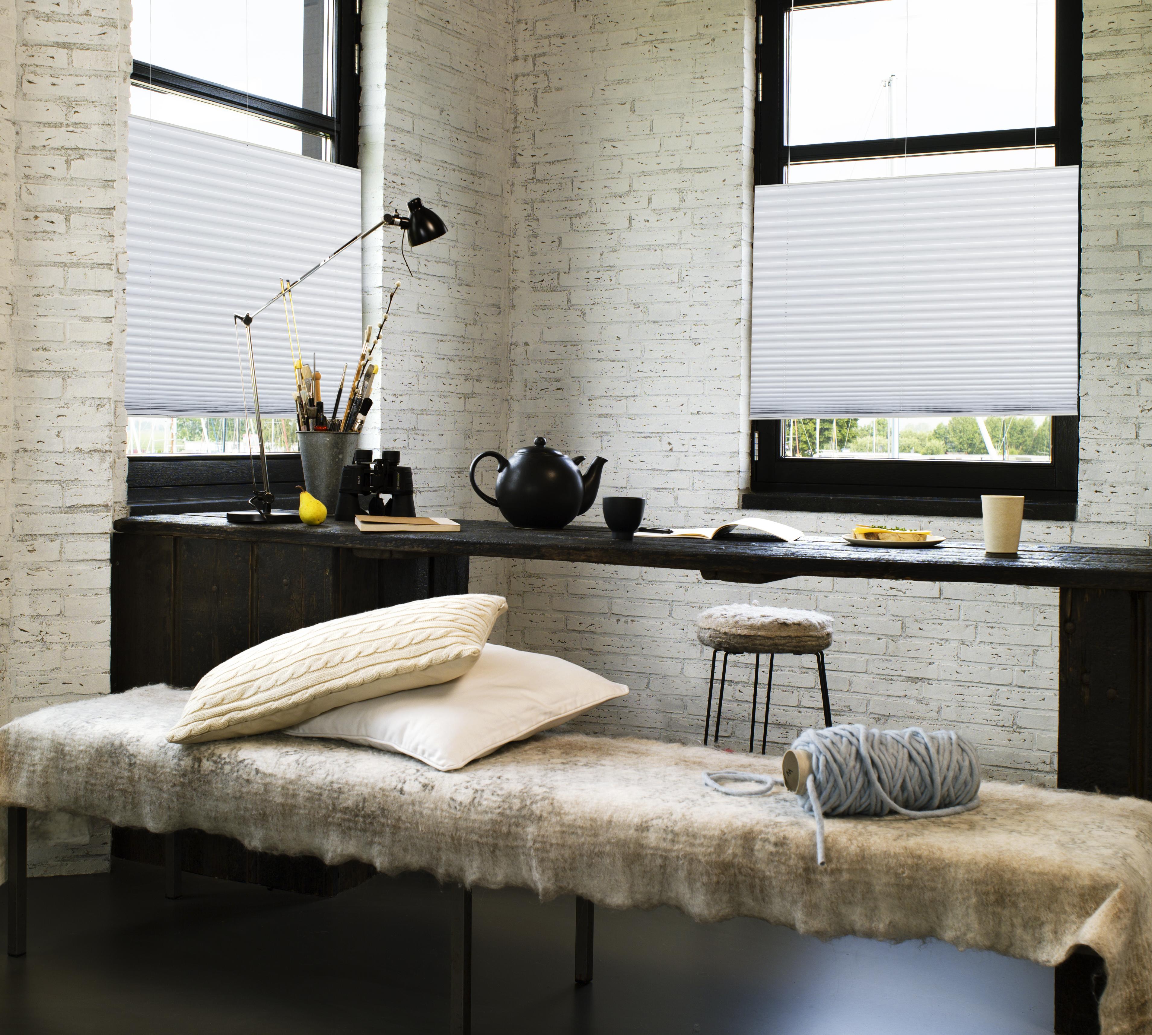 Plissee Tdbu 925 B: 90 cm, Bohren - Weiß, Basics, Textil (90/130cm) - MID.YOU