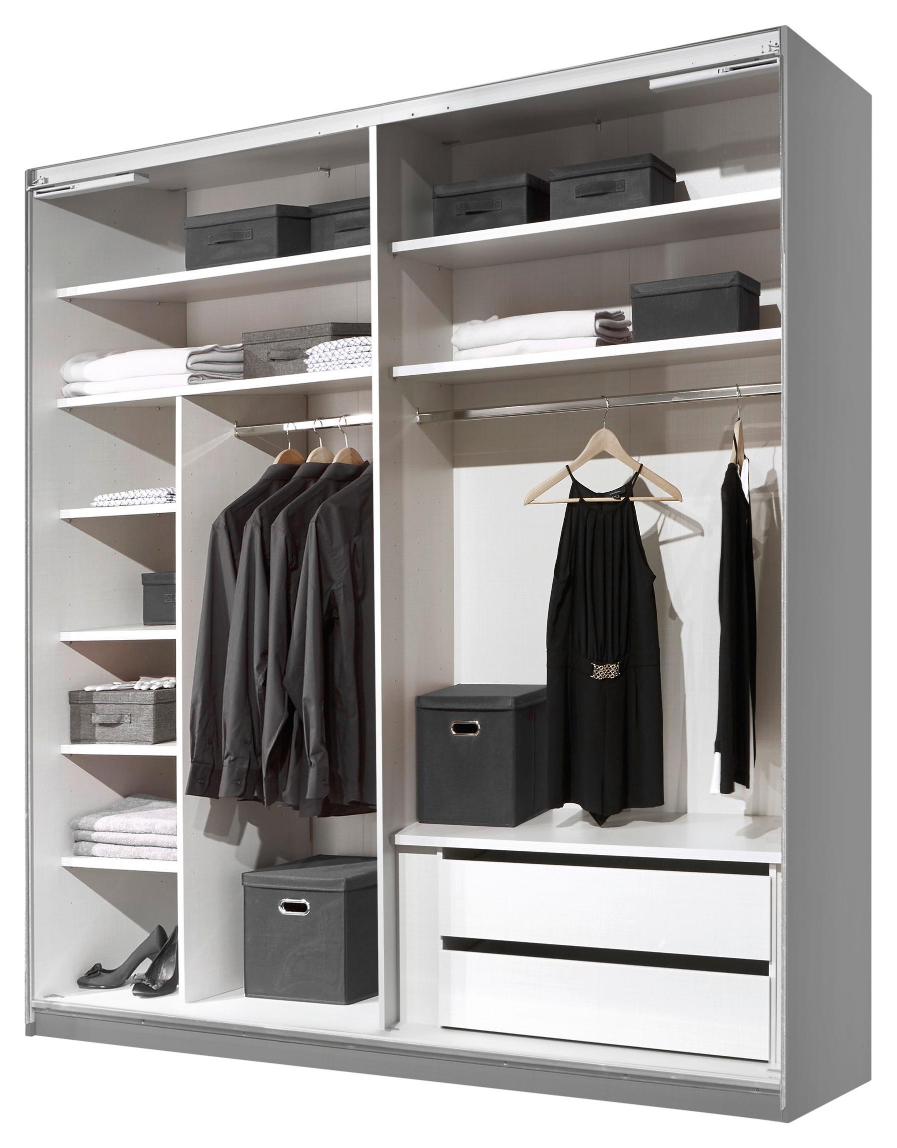 Schwebetürenschrank Jacob weiß / grau- metallic 2 Türen B 175 cm outlet