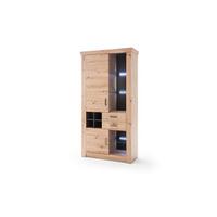 Vitrine B: 110 cm Meran Anthrazit/Eichefarben - Eichefarben/Anthrazit, Design, Glas/Holzwerkstoff (110/211/45cm) - Livetastic