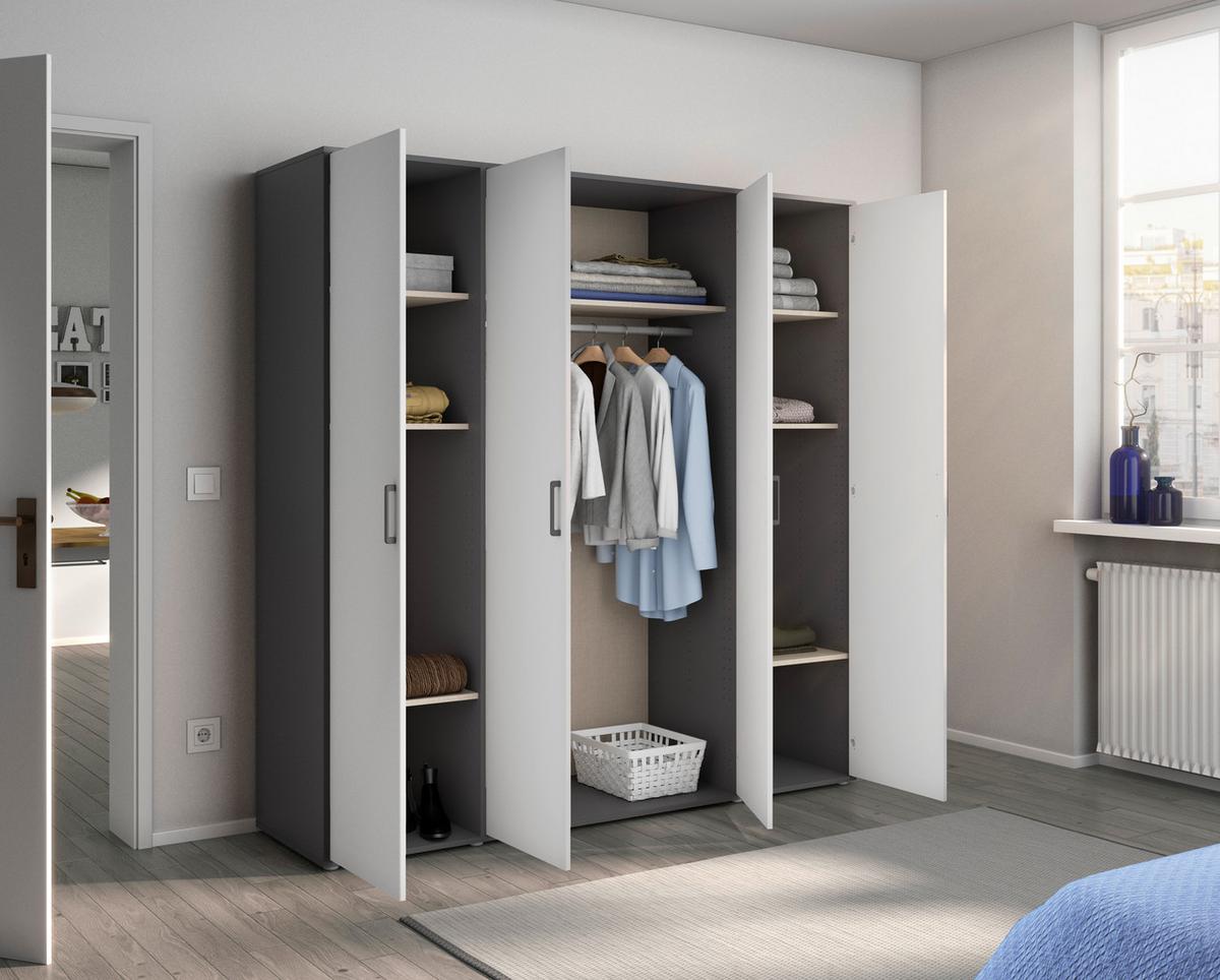 Drehtürenschrank Voyager Grau,weiß B: 187 cm - Weiß/Grau, MODERN, Holzwerkstoff (187/194/53cm) - Rauch Möbel