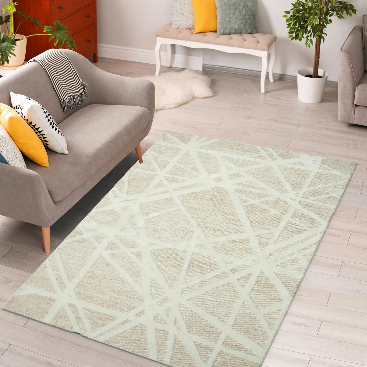 Teppich Verona Cutloop Beige Weiß - Beige/Weiß, Basics, Textil (190/290cm)