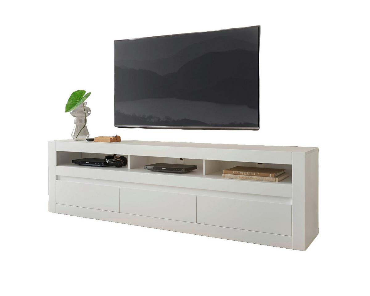 Lowboard Chester Weiß/Eichefarben B: 217cm - Eichefarben/Silberfarben, Design, Holzwerkstoff (217/63/42cm) - MID.YOU