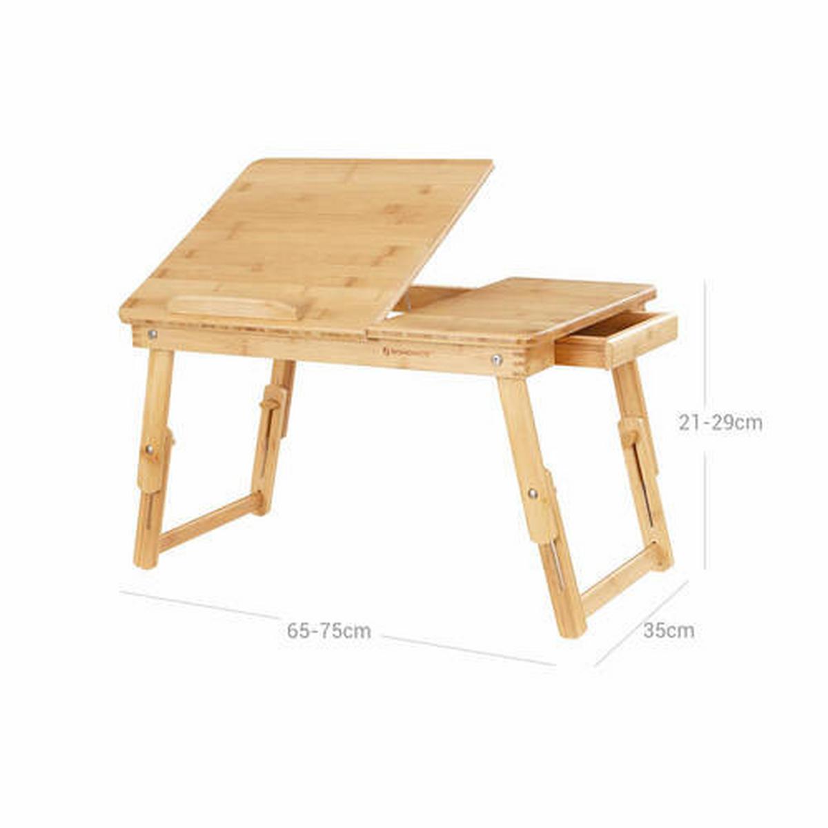 Laptoptisch Bambus mit Lade B: 35 cm, H: 21-29 cm - Hellbraun/Naturfarben, Basics, Holz (66-75/35/21-29cm) - Boxxx