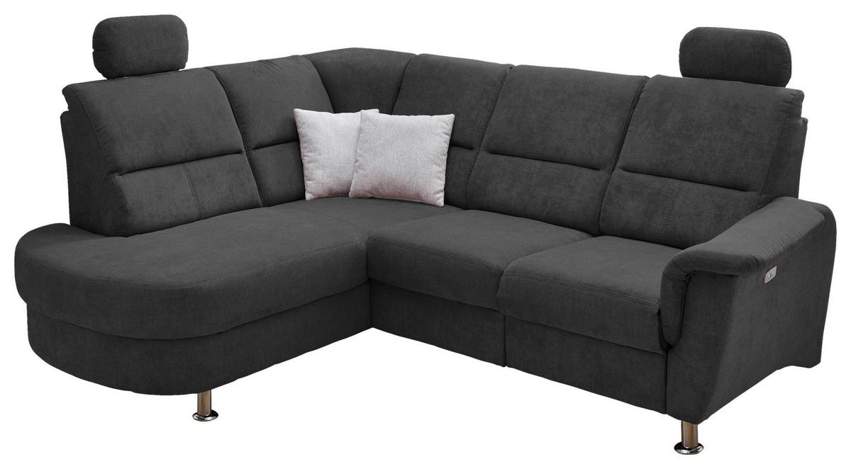 Ecksofa Parole Schwarz S: 184/231 cm - Chromfarben/Schwarz, KONVENTIONELL, Textil (184/231cm) - Livetastic