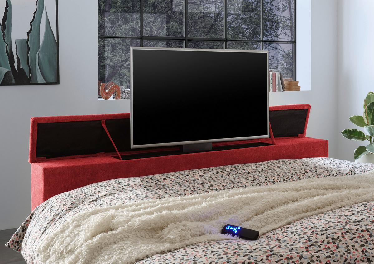 Boxspringbett Mit Topper 180x200 Cm Denver - Rot, KONVENTIONELL, Textil (180/200cm) - Carryhome