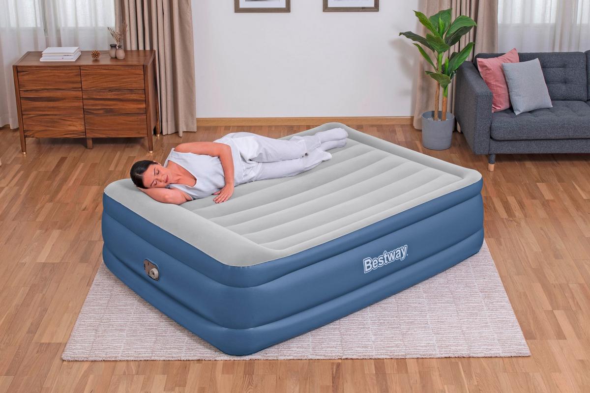 Luftbett Gerlinde 203x152x56 Cm Bis 300kg, Inkl. Pumpe - Dunkelblau/Grau, KONVENTIONELL, Kunststoff/Metall (203/152/56cm) - Bestway