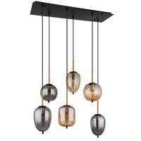 Hängeleuchte Exkl. 6xe14, 40w - Messingfarben/Schwarz, Design, Glas/Metall (80/34/120cm) - Globo