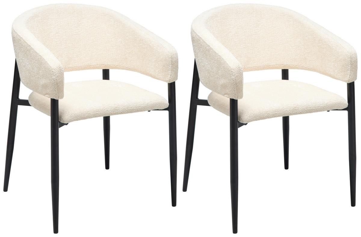 Armlehnstuhl-Set Juliana - Beige/Schwarz, LIFESTYLE, Holz/Textil (50/82/59cm) - MID.YOU