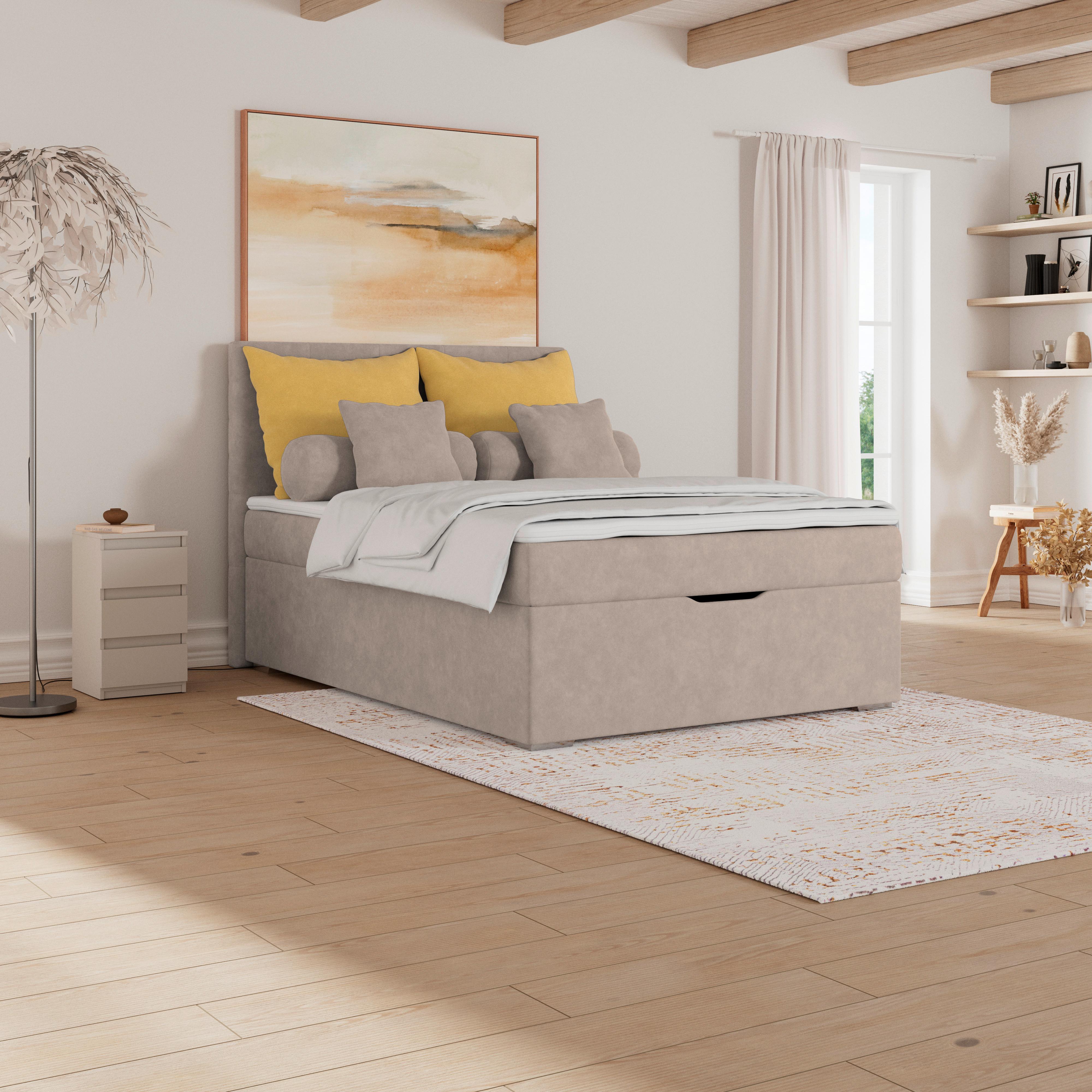 Čalouněná postel ADRIA 140x200 cm, cappuccino - cappuccino/barvy chromu, Konvenční, dřevo/textil