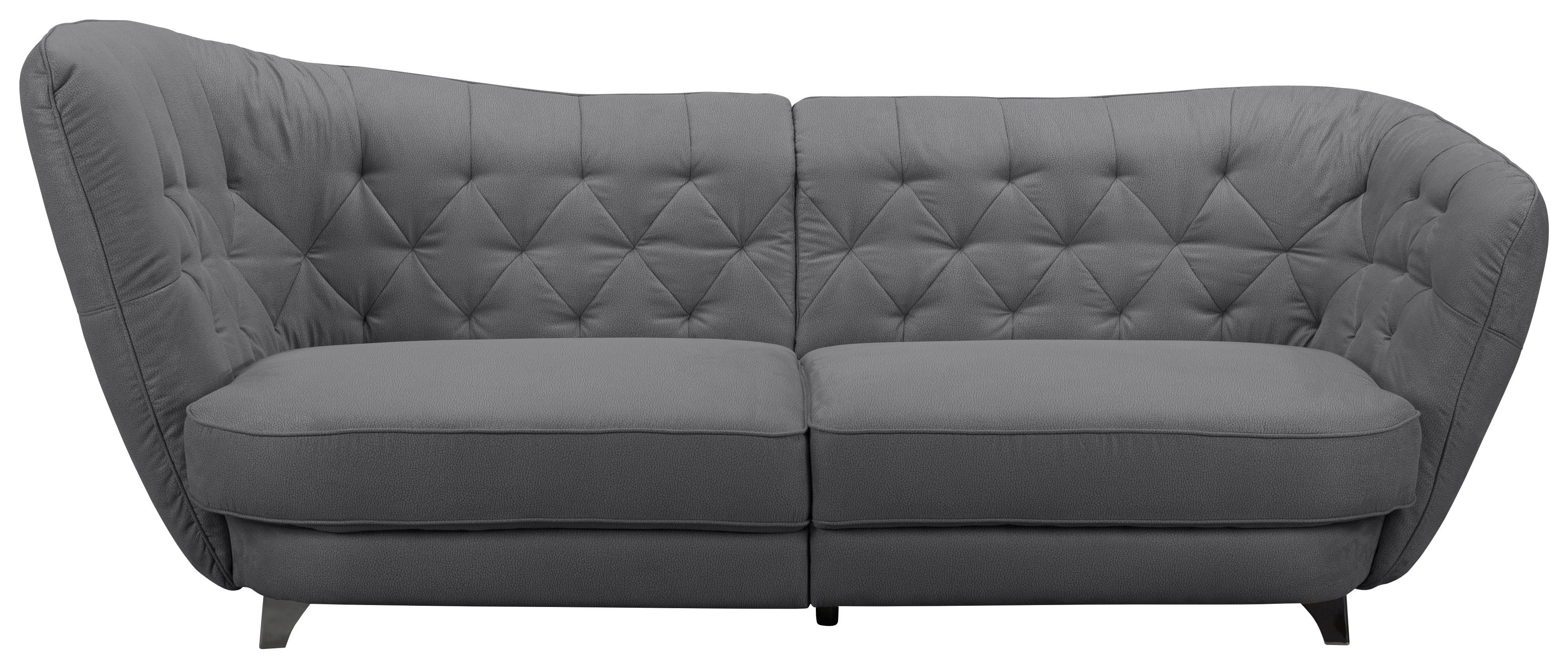Big Sofa mit echtem Rücken Retro B: 256 cm Dunkelgrau - Chromfarben/Dunkelgrau, MODERN, Textil (256/85/115cm) - MID.YOU