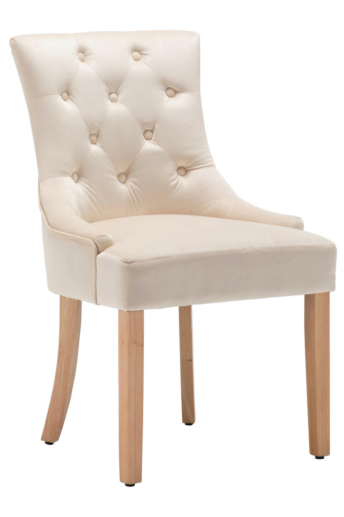 Stuhl-set Samt Creme, B: 56cm - Creme/Naturfarben, Design, Holz/Textil (56/91/63cm) - Livetastic