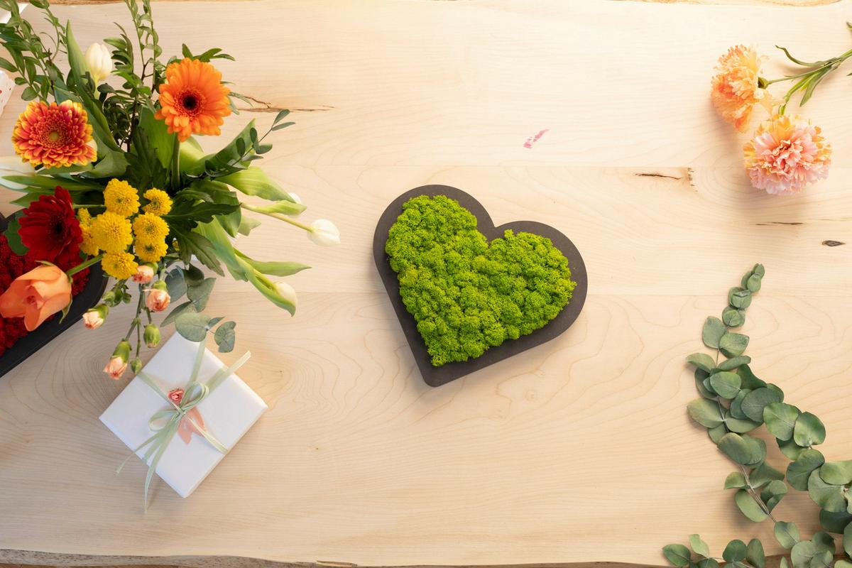 Moosbild Grün B: 20 Cm - Schwarz/Grün, Basics, Naturmaterialien/Holz (20/22/3cm)