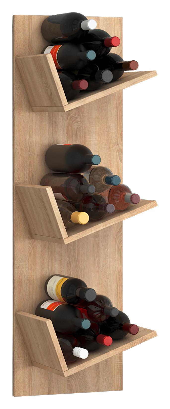 Weinregal Vinosi Eichefarben B: 33 cm - Eichefarben, Basics, Holzwerkstoff (33/106,5/25,6cm) - MID.YOU