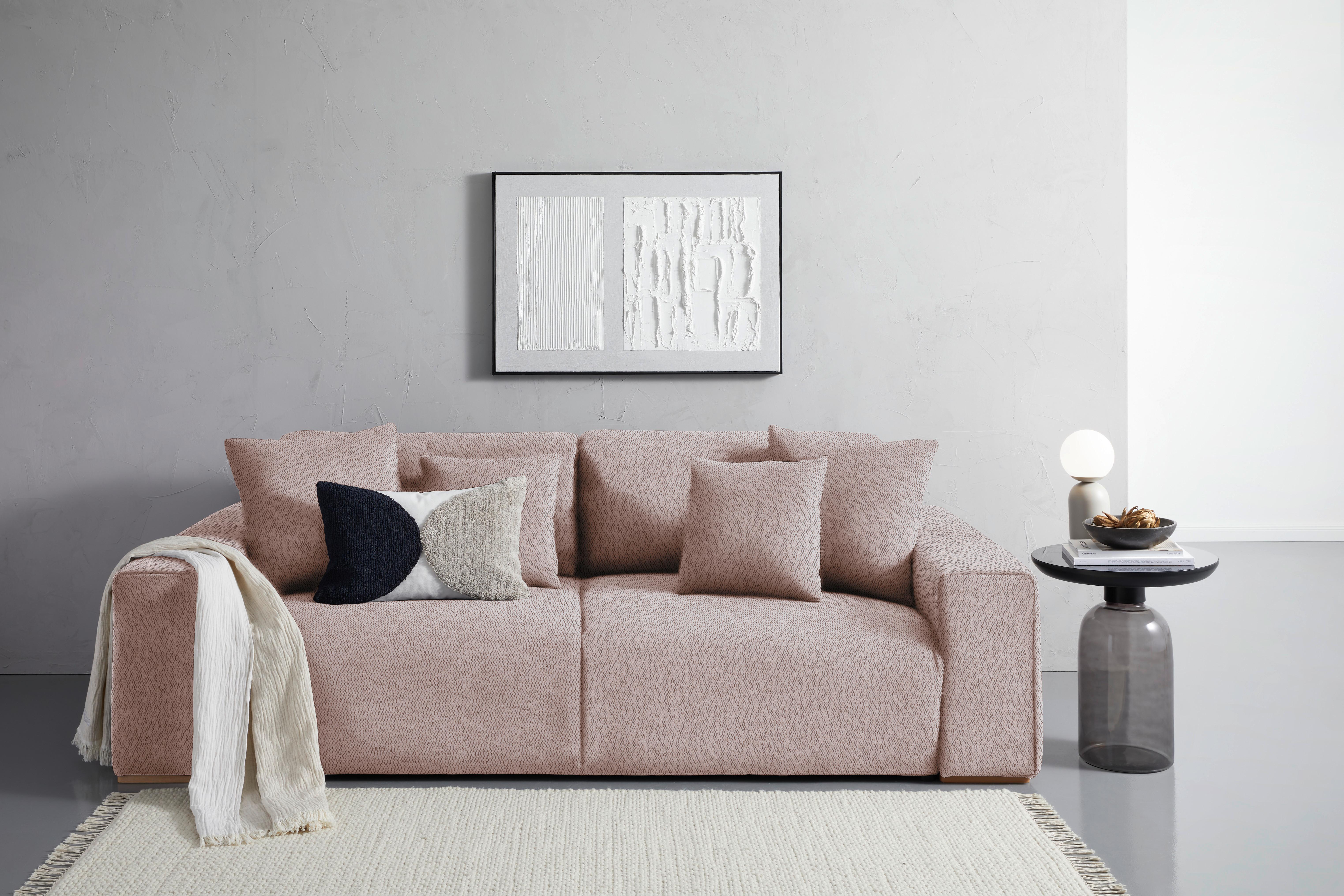 Schlafsofa Vouge Altrosa Bettkasten, B: 255 Cm - Buchefarben/Schwarz, KONVENTIONELL, Textil (255/86/123cm) - Livetastic