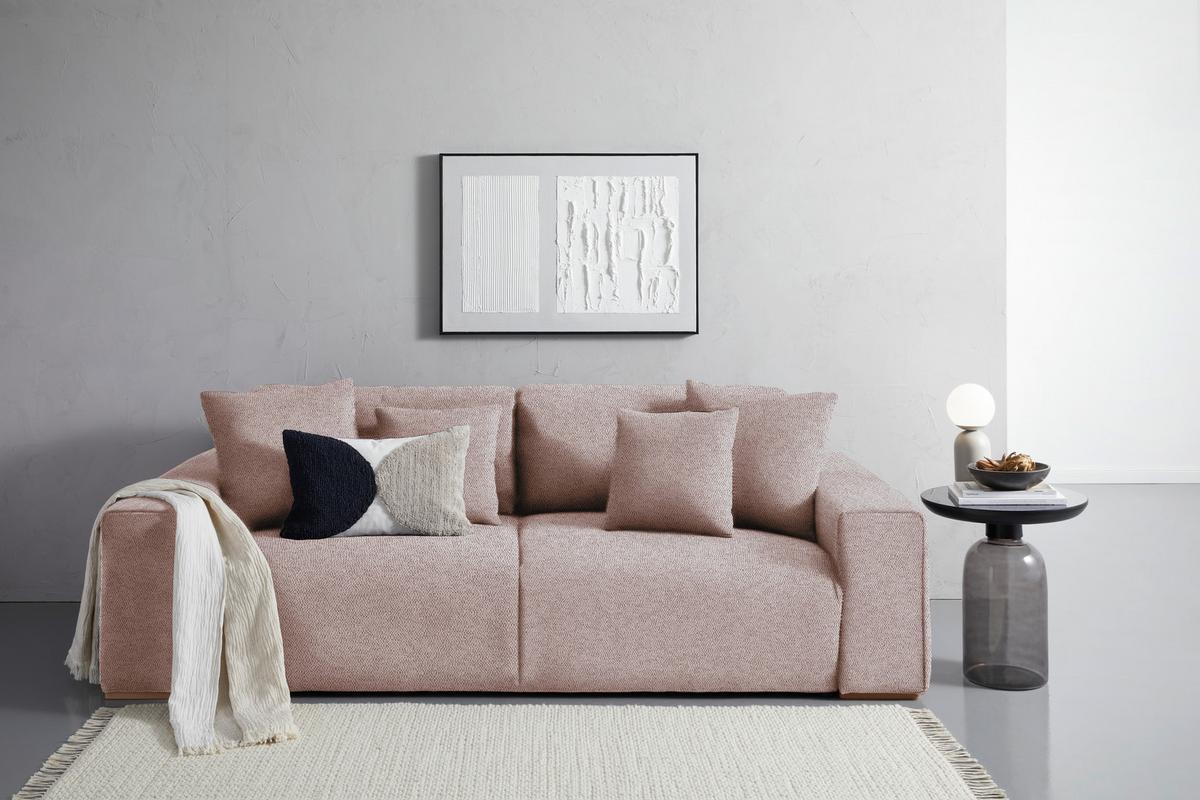 Schlafsofa Vouge Altrosa Bettkasten, B: 255 Cm - Buchefarben/Schwarz, KONVENTIONELL, Textil (255/86/123cm) - Livetastic