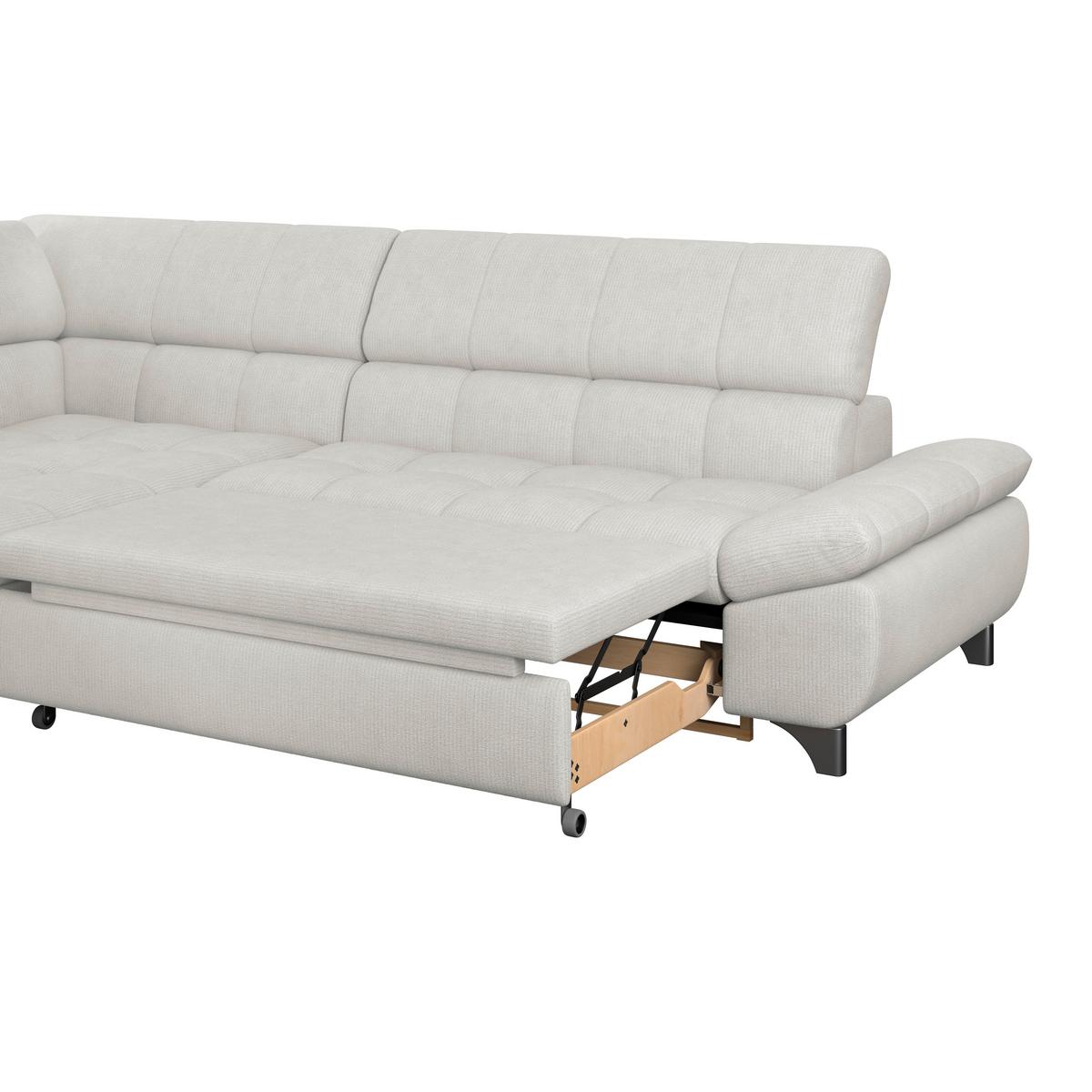 Ecksofa Gemini Elfenbeinfarbig, B: 234cm - Chromfarben/Creme, KONVENTIONELL, Textil (234/312cm)