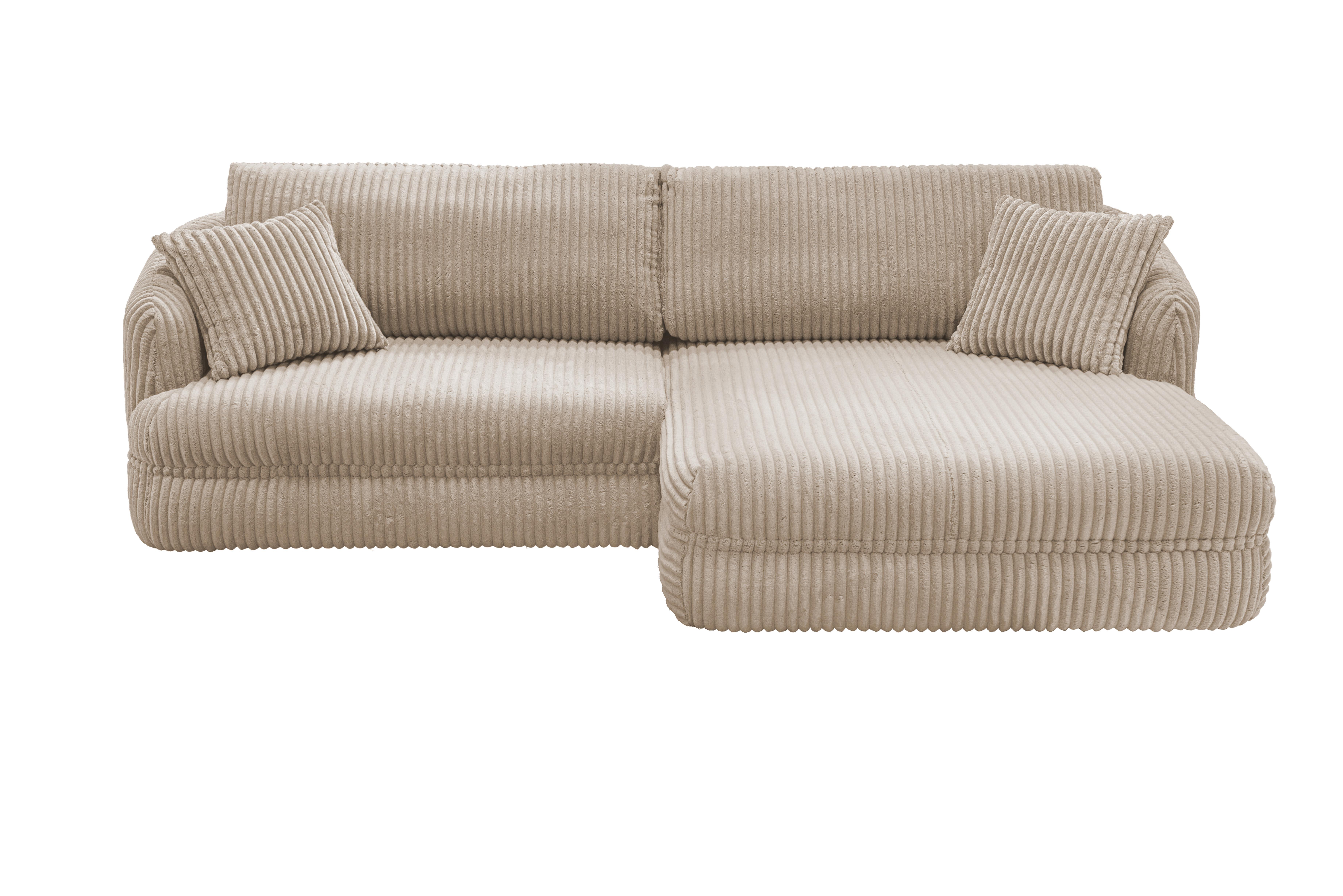 Ecksofa Lush, Sandfarben Schenkel: 284x161 cm - Sandfarben/Schwarz, Design, Textil (284/161cm) - Livetastic