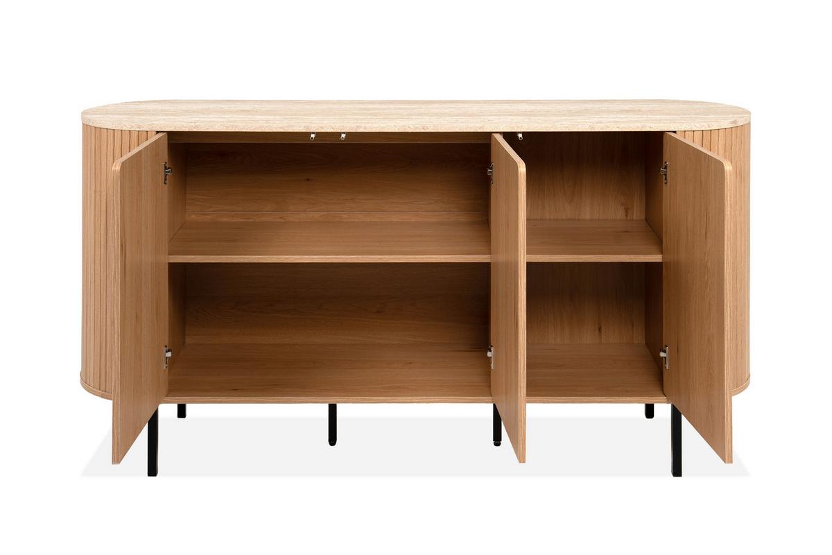 Sideboard Fabia Eichefarben B: 160cm - Eichefarben/Schwarz, Design, Holzwerkstoff (160/80/40cm) - MID.YOU