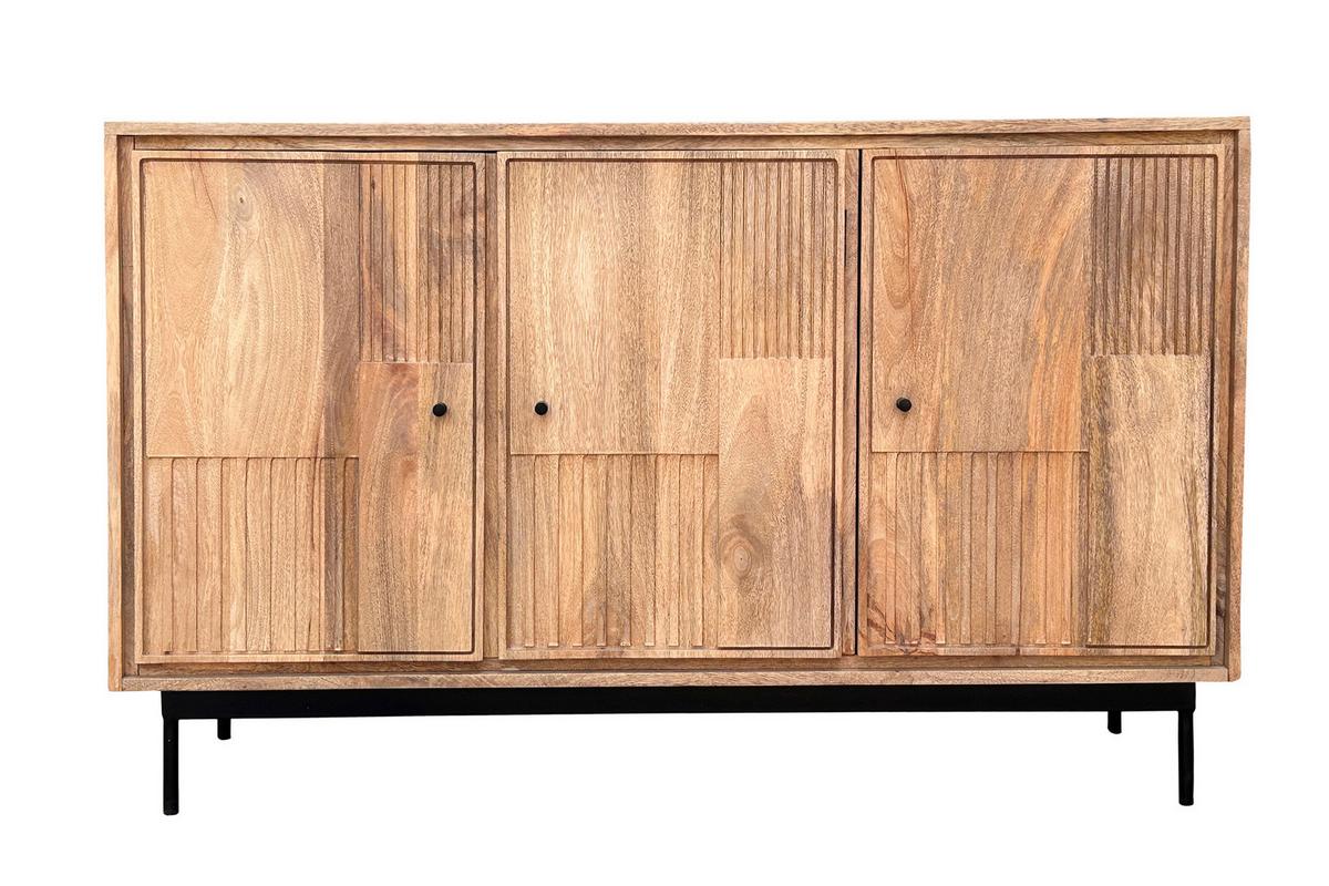 SIDEBOARD Schwarz/Naturfarben B: 130cm - Schwarz/Naturfarben, Design, Holz/Metall (130/80/40cm) - MID.YOU