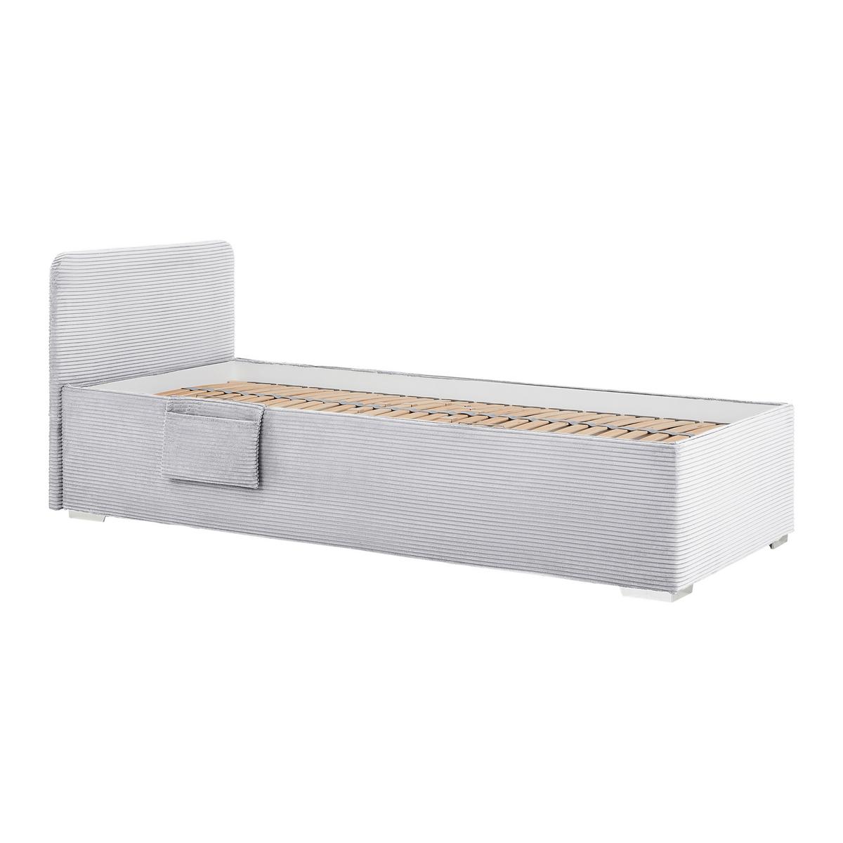 Posteľ Remi s bočnicami 90x200, poťah svetlosivý - prírodná farba/svetlosivá, Konventionell, drevo/textil (90/200cm) - Based