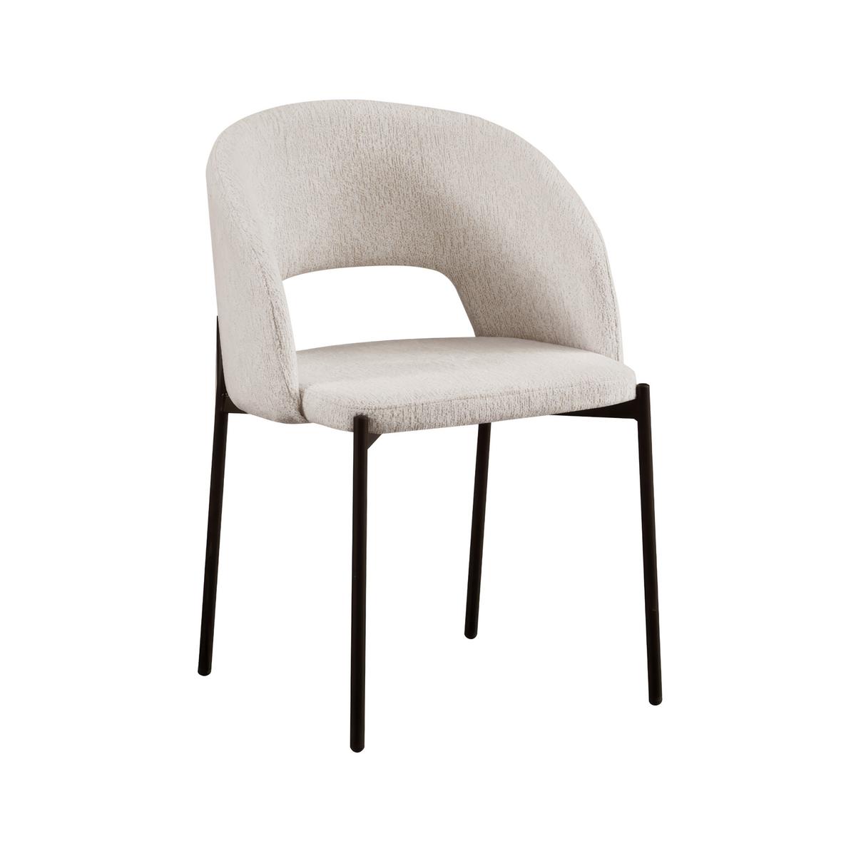 Stolička Nadiya ľanový vzhľad, čalúnené - čierna/krémová, Modern, kov/drevo (52/78/56cm) - Bessagi Home