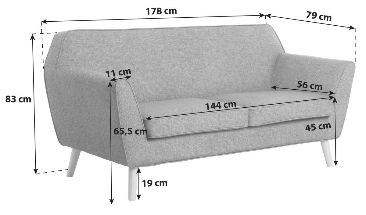 3-sitzer-sofa Lara Dunkelgrau B: 178 Cm - Dunkelgrau/Naturfarben, KONVENTIONELL, Holz/Textil (178/83/79cm) - P & B