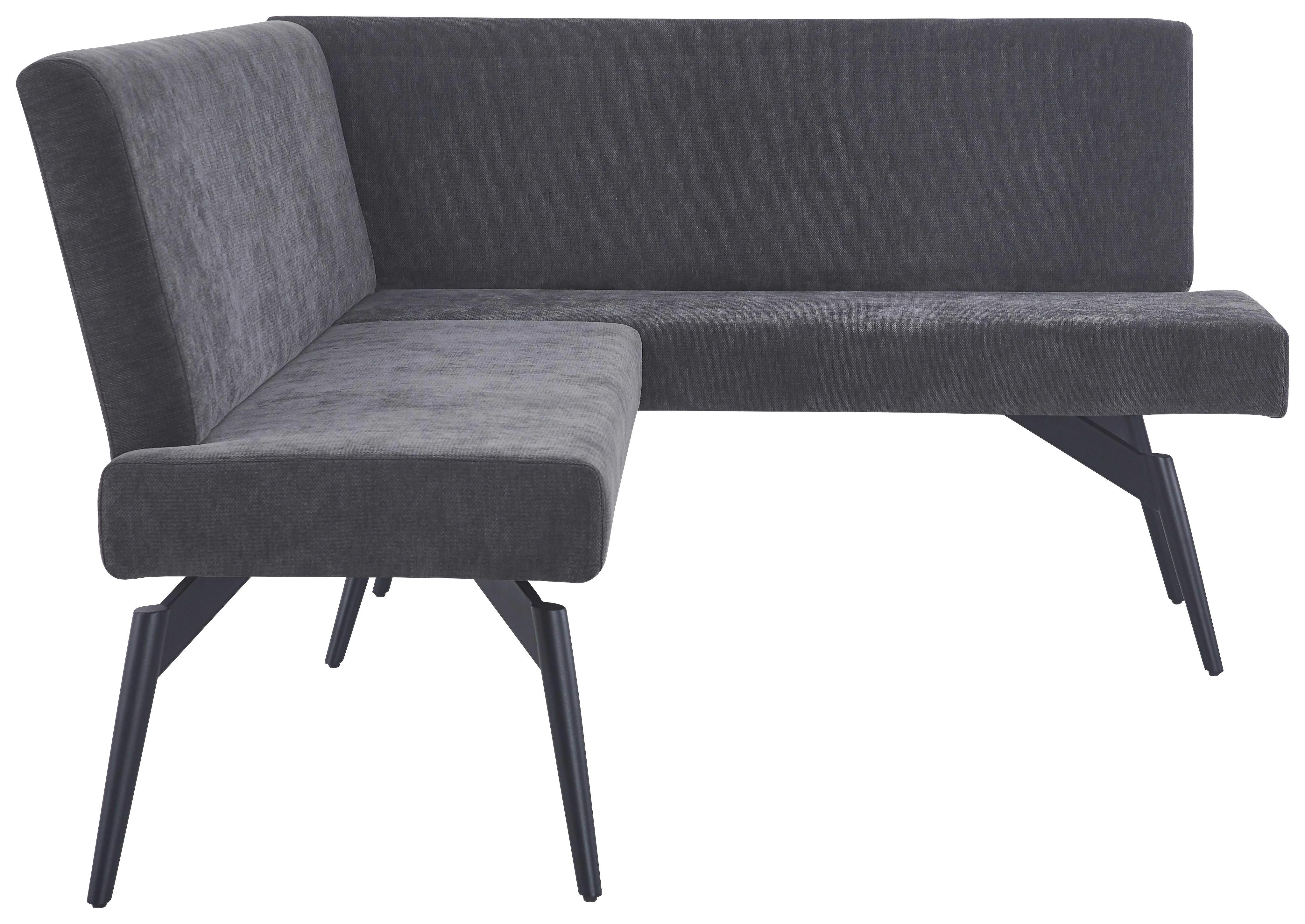 Eckbank Tinos Dunkelgrau, S: 190x150 cm - Dunkelgrau/Schwarz, KONVENTIONELL, Textil/Metall (190/150cm) - MID.YOU