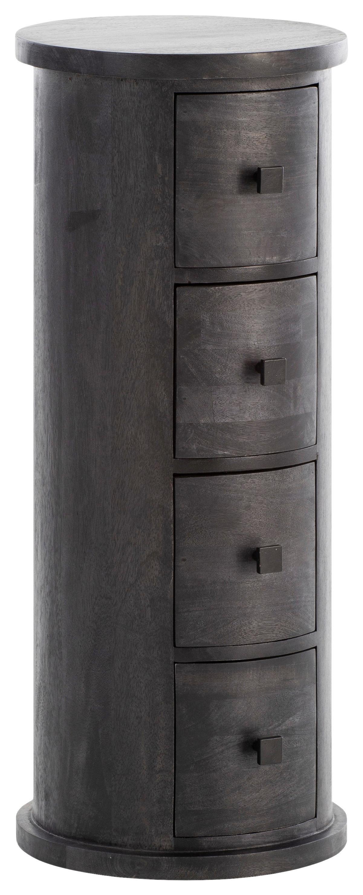 Komoda mangové drevo - čierna, Natur, kov/drevo (34/85cm) - MID.YOU