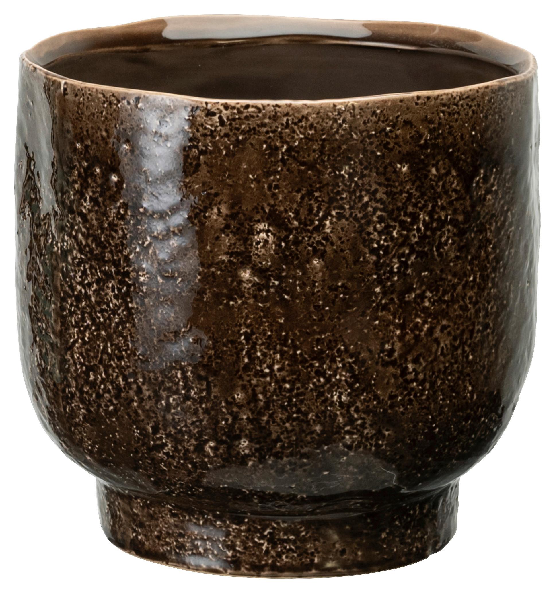 Obal Na Kvetináč Livi, 18/18,6 Cm - tmavohnedá, keramika (18/18,6cm) - Premium Living