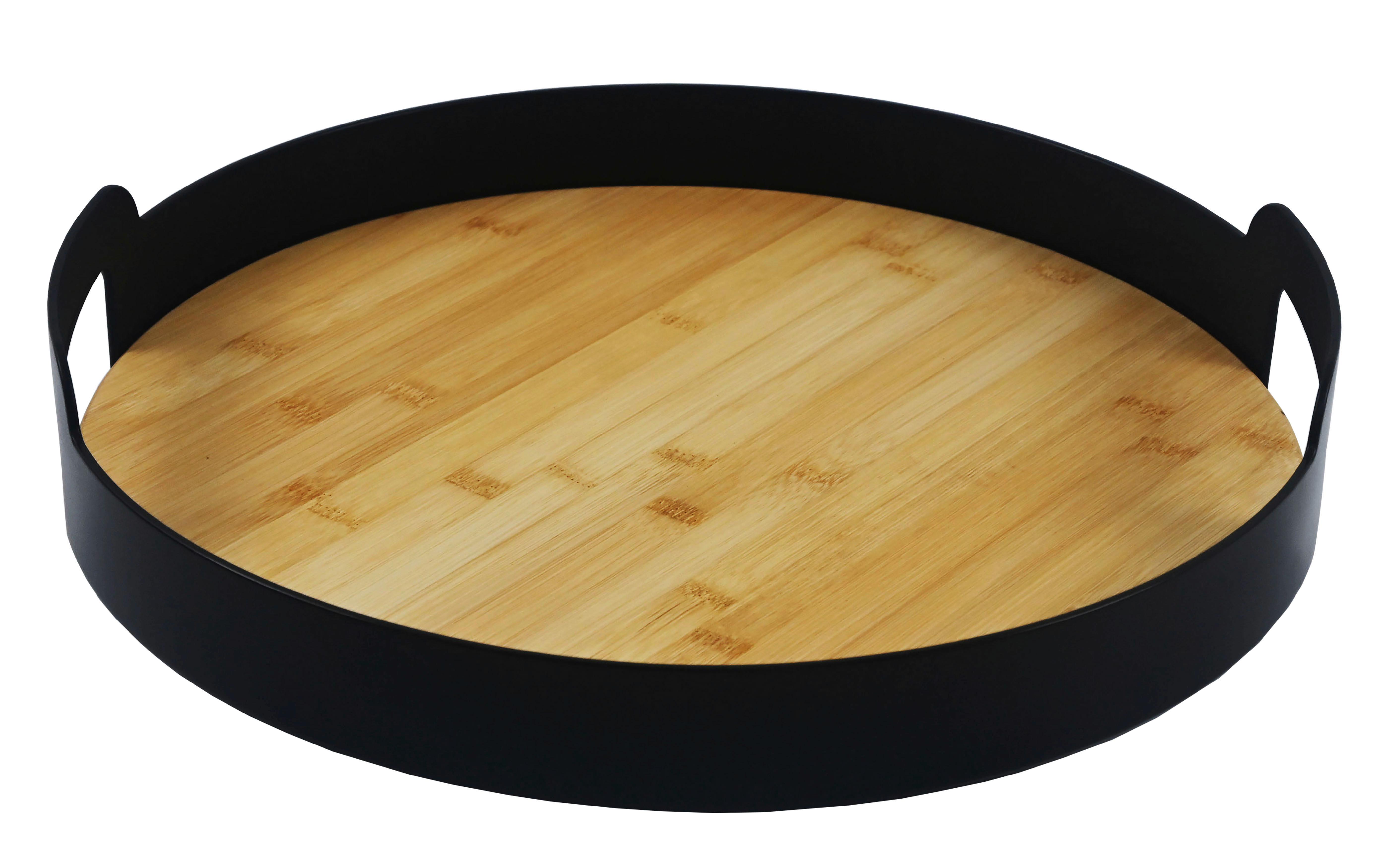 Servírovací tác BETTY RUND - černá, Moderní, plast/přírodní materiály (37,5/7cm) - Mömax