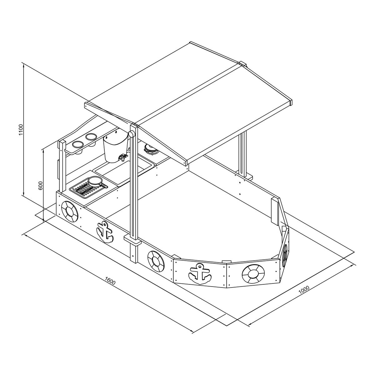 Sandkasten A031.046.00 - Anthrazit/Braun, LIFESTYLE, Holz/Kunststoff (160/100/110cm)