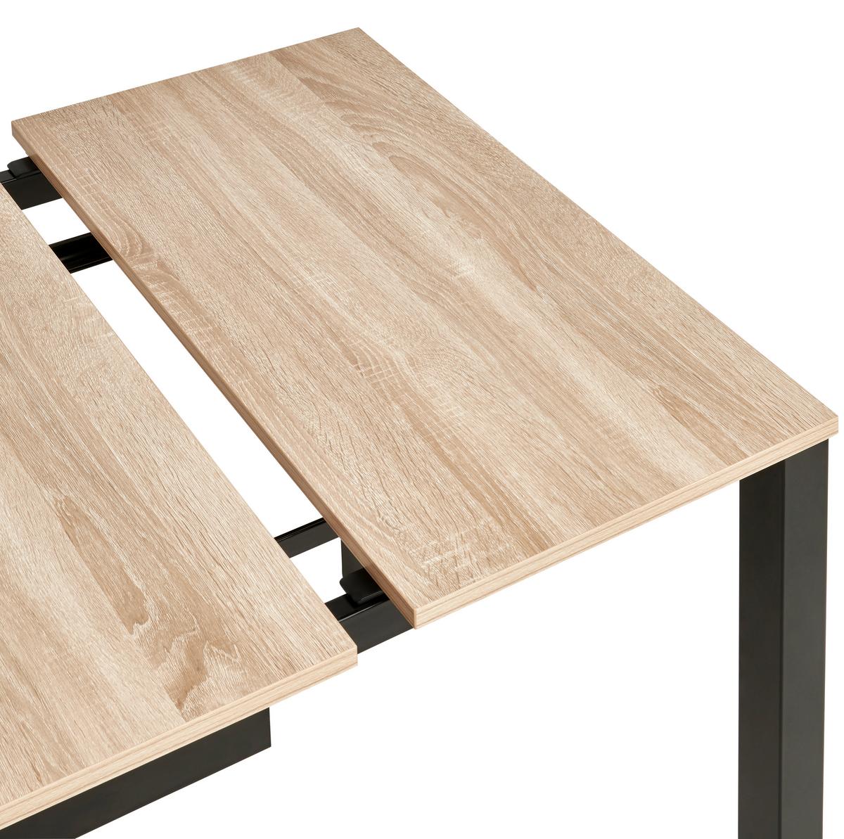 Ausziehtisch Gina 80 cm Mdf Sonoma Dekor, B: 80-120 cm - Schwarz/Sonoma Eiche, KONVENTIONELL, Holzwerkstoff/Metall (80-120/76/70cm) - MID.YOU