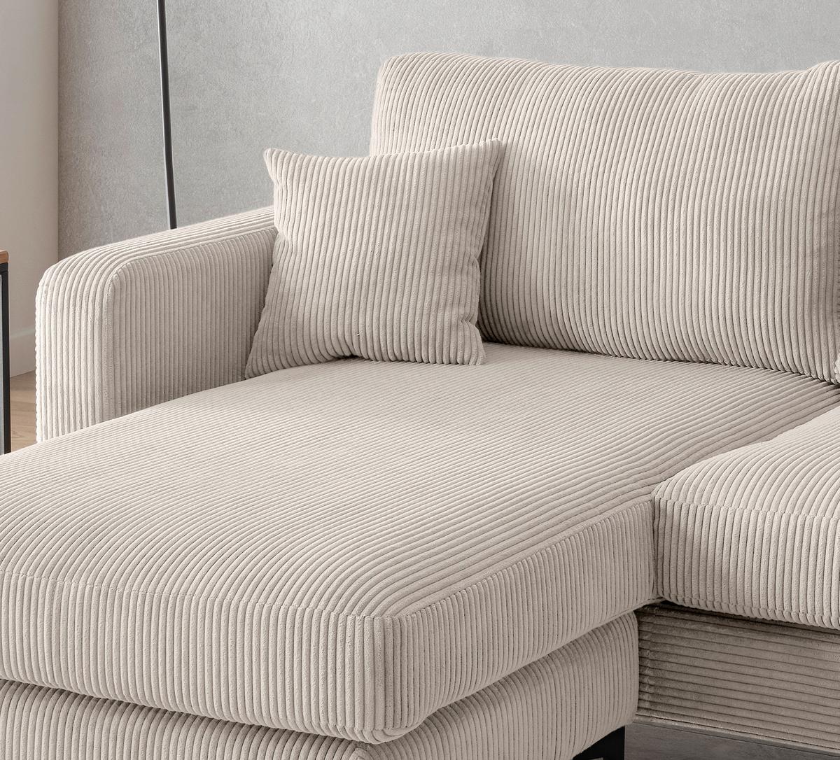 Ecksofa Eliza, Beige S: 204x153 cm - Beige/Schwarz, Basics, Textil (204/153cm) - Livetastic