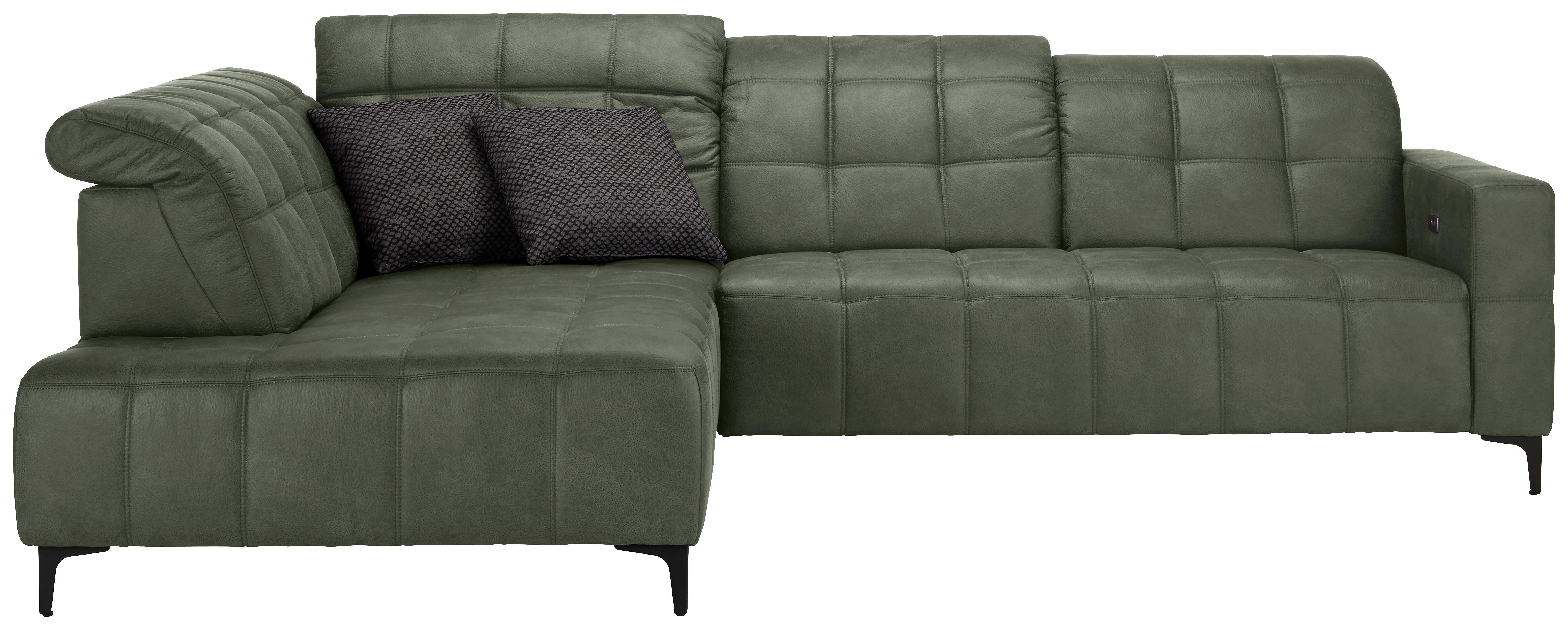 Rohová sedačka PANAMA, levá, olivově zelená - černá/olivově zelená, Konvenční, kov/textil (216/304cm) - Premium Living