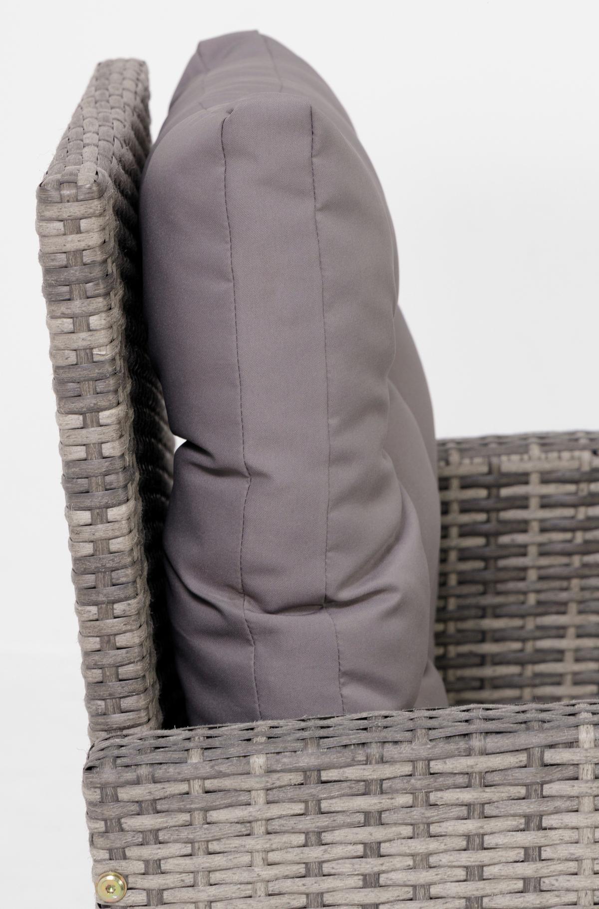 Loungegarnitur 5-tlg. Hadwin, Kunststoffgeflecht Mit Kissen - Dunkelgrau/Grau, MODERN, Holzwerkstoff/Kunststoff (120/70/66cm) - Luca Bessoni