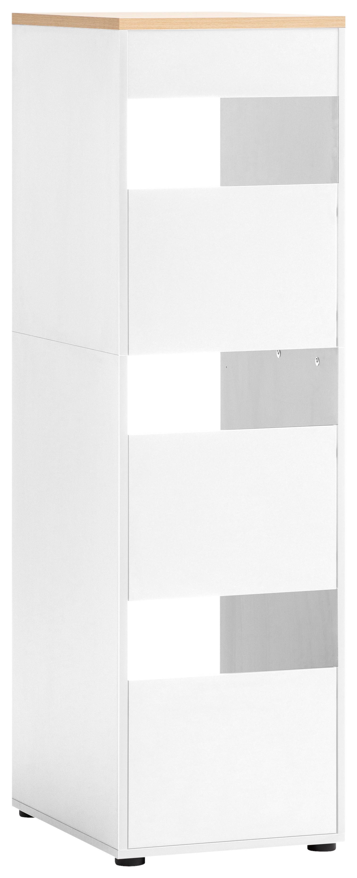Mehrzweckschrank Weiß/Eichefarben B: 45,1 cm - Eichefarben/Schwarz, MODERN, Holzwerkstoff (45,10/154,7/60cm) - MID.YOU