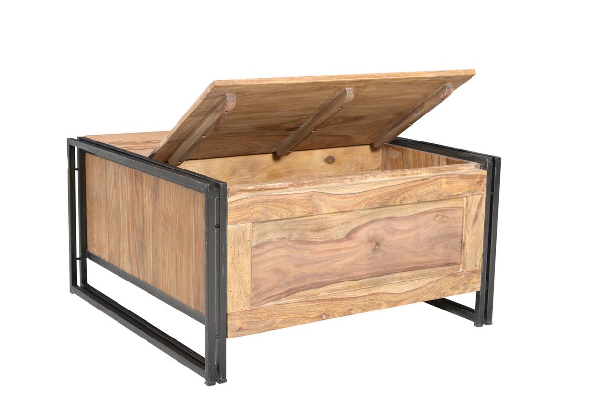 Couchtisch Naturfarben/Schwarz B: 90 cm - Schwarz/Naturfarben, Design, Holz/Metall (90/90/47cm) - MID.YOU