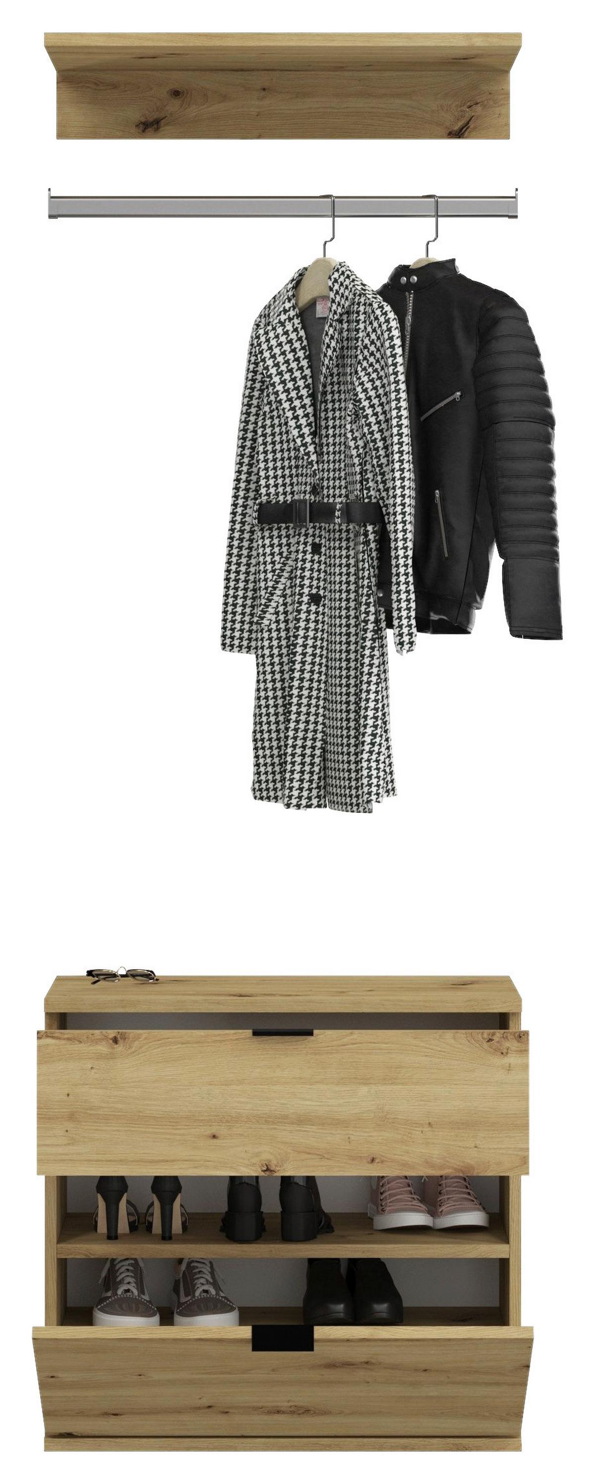 Garderobe Projekt X Eiche Artisan B: 183 cm - KONVENTIONELL, Glas/Holzwerkstoff (183/193/34cm) - MID.YOU